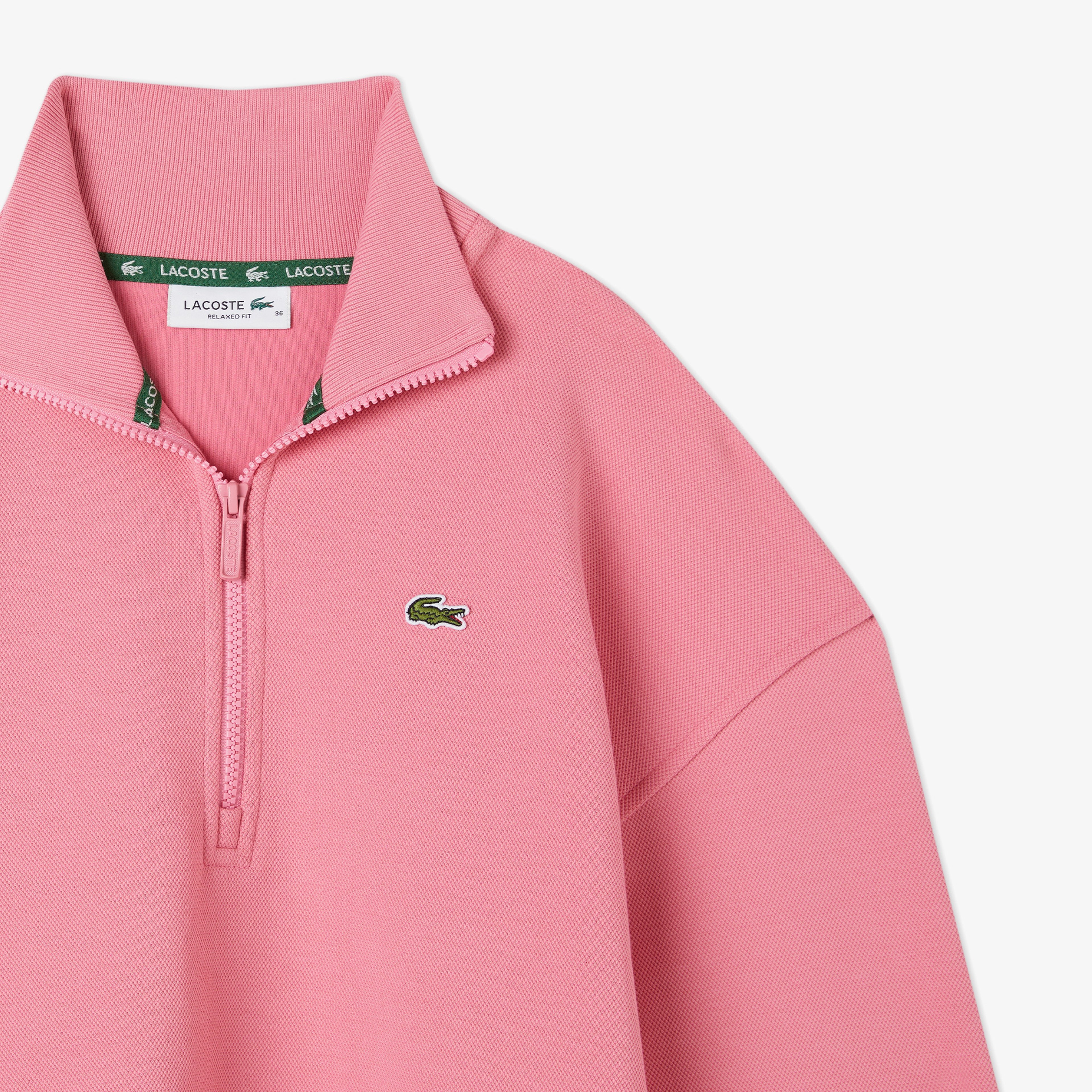 Kadın Relaxed Fit Yarım Fermuarlı Pembe Sweatshirt