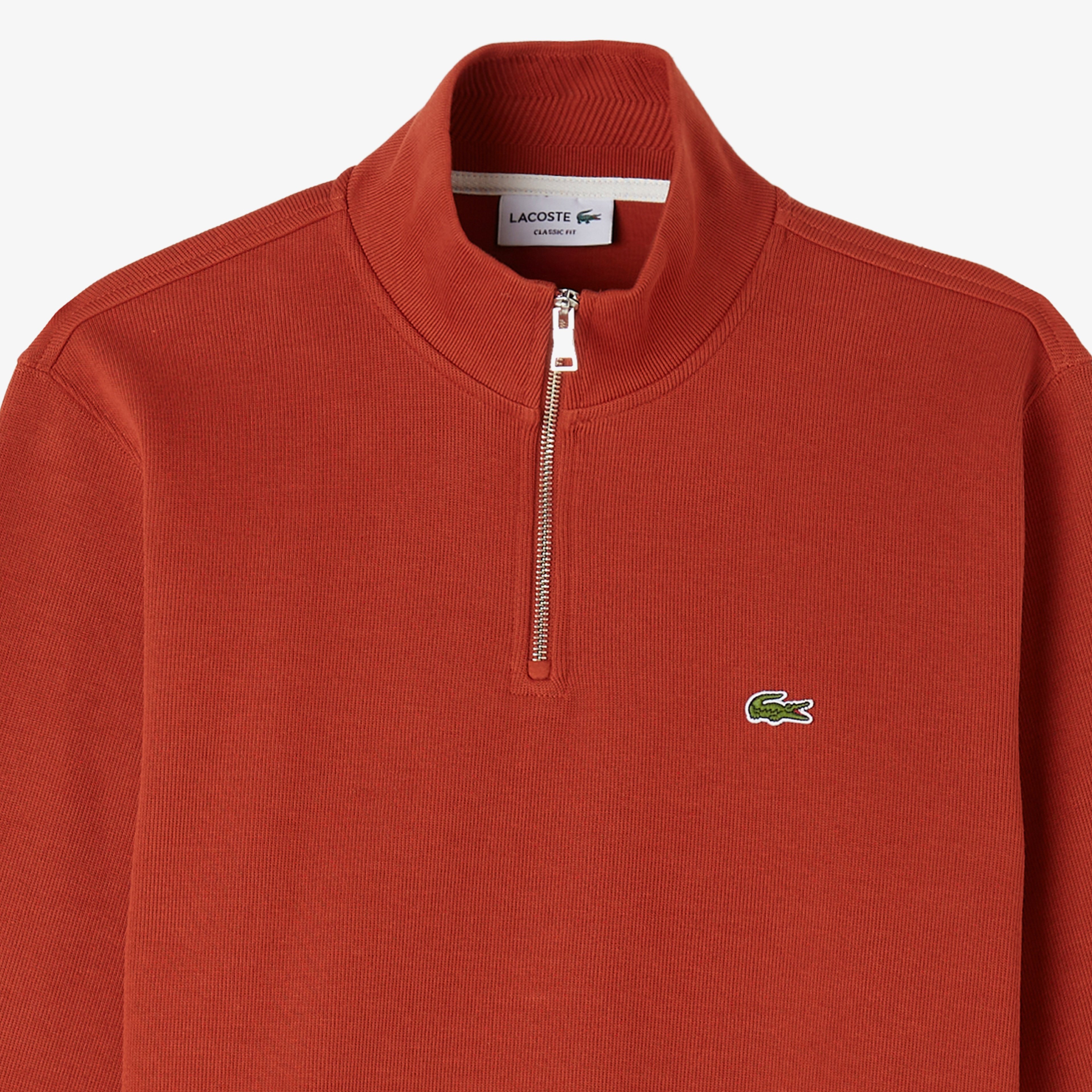 Erkek Classic Fit Yarım Fermuarlı Turuncu Sweatshirt