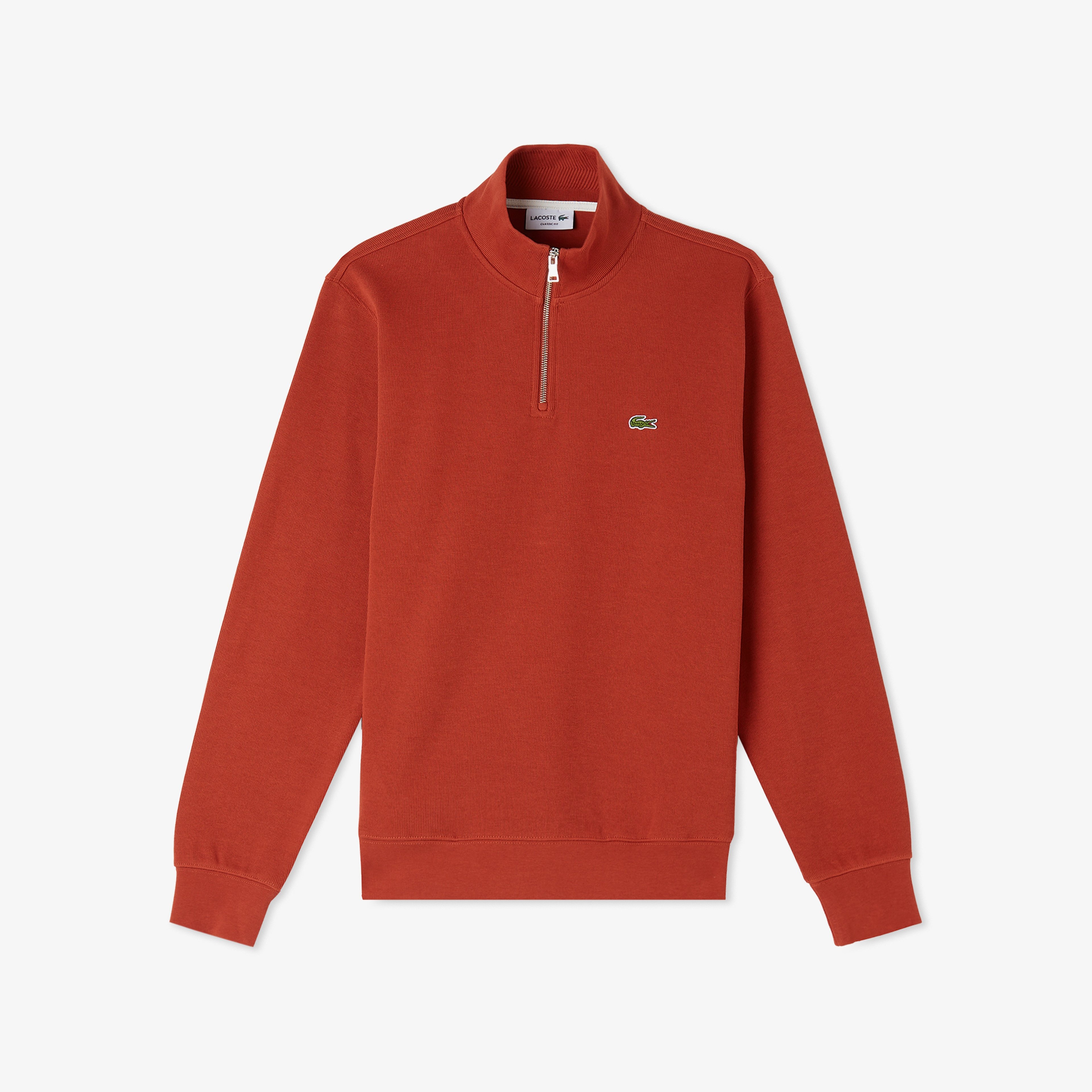 Erkek Classic Fit Yarım Fermuarlı Turuncu Sweatshirt