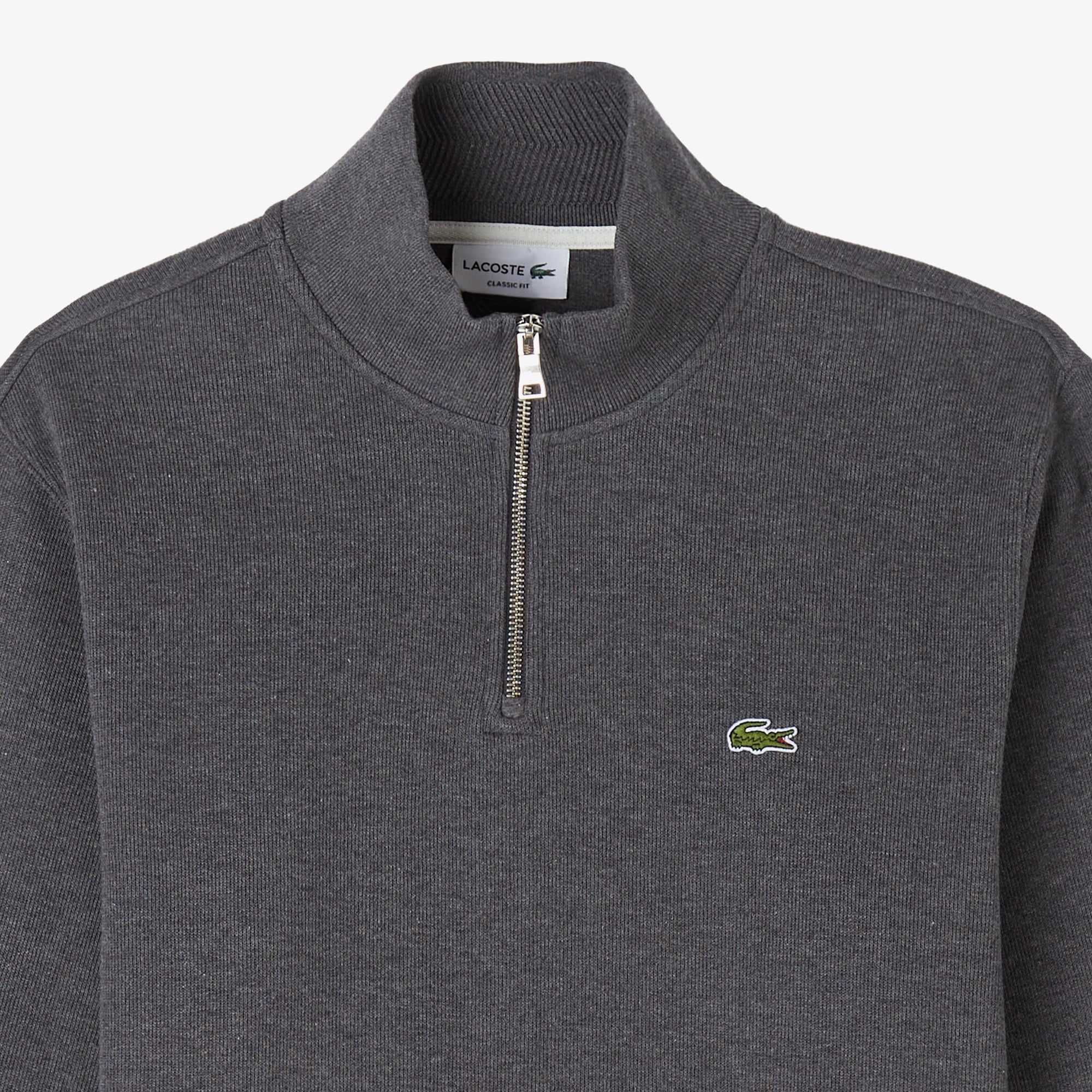 Erkek Classic Fit Yarım Fermuarlı Gri Sweatshirt