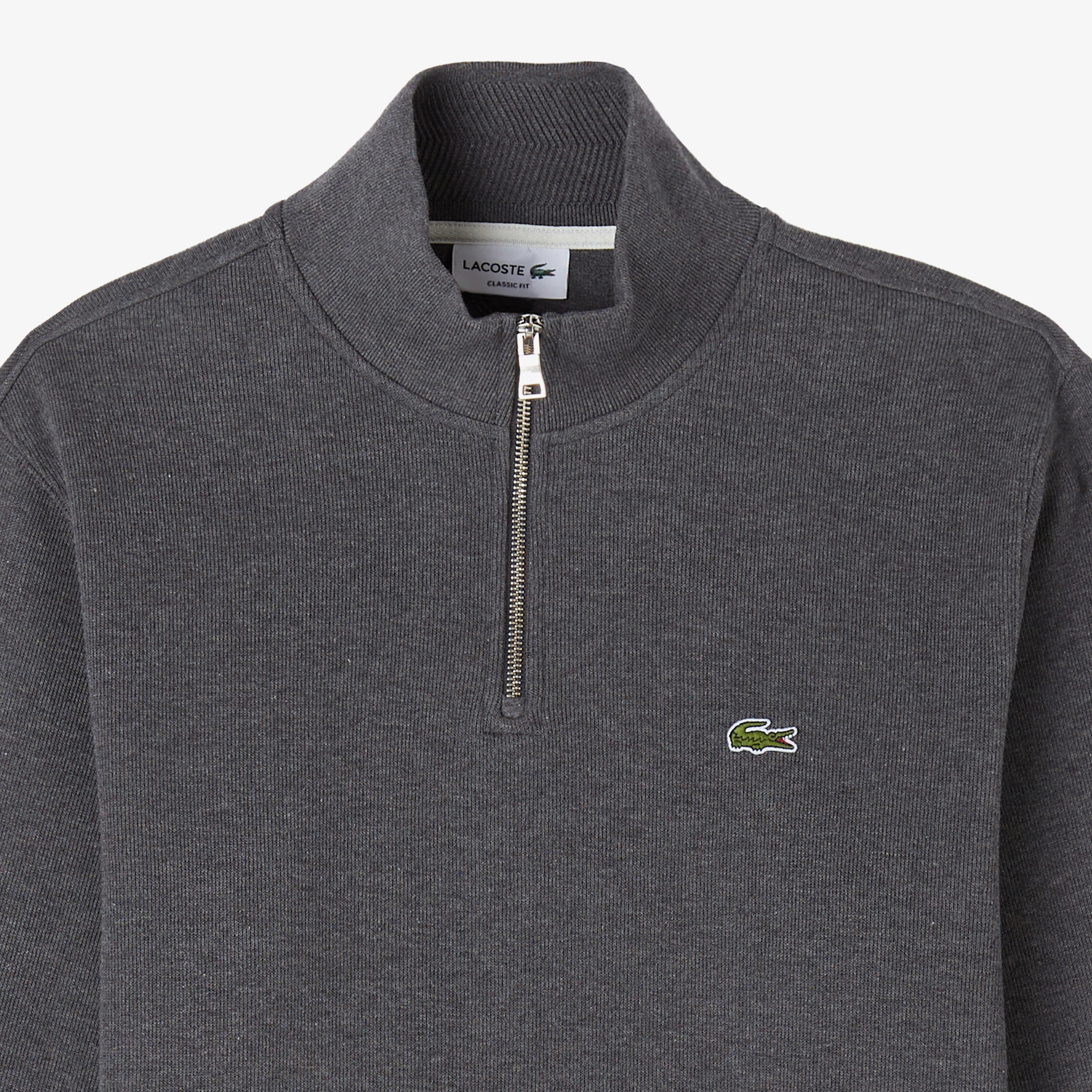 Erkek Classic Fit Yarım Fermuarlı Gri Sweatshirt