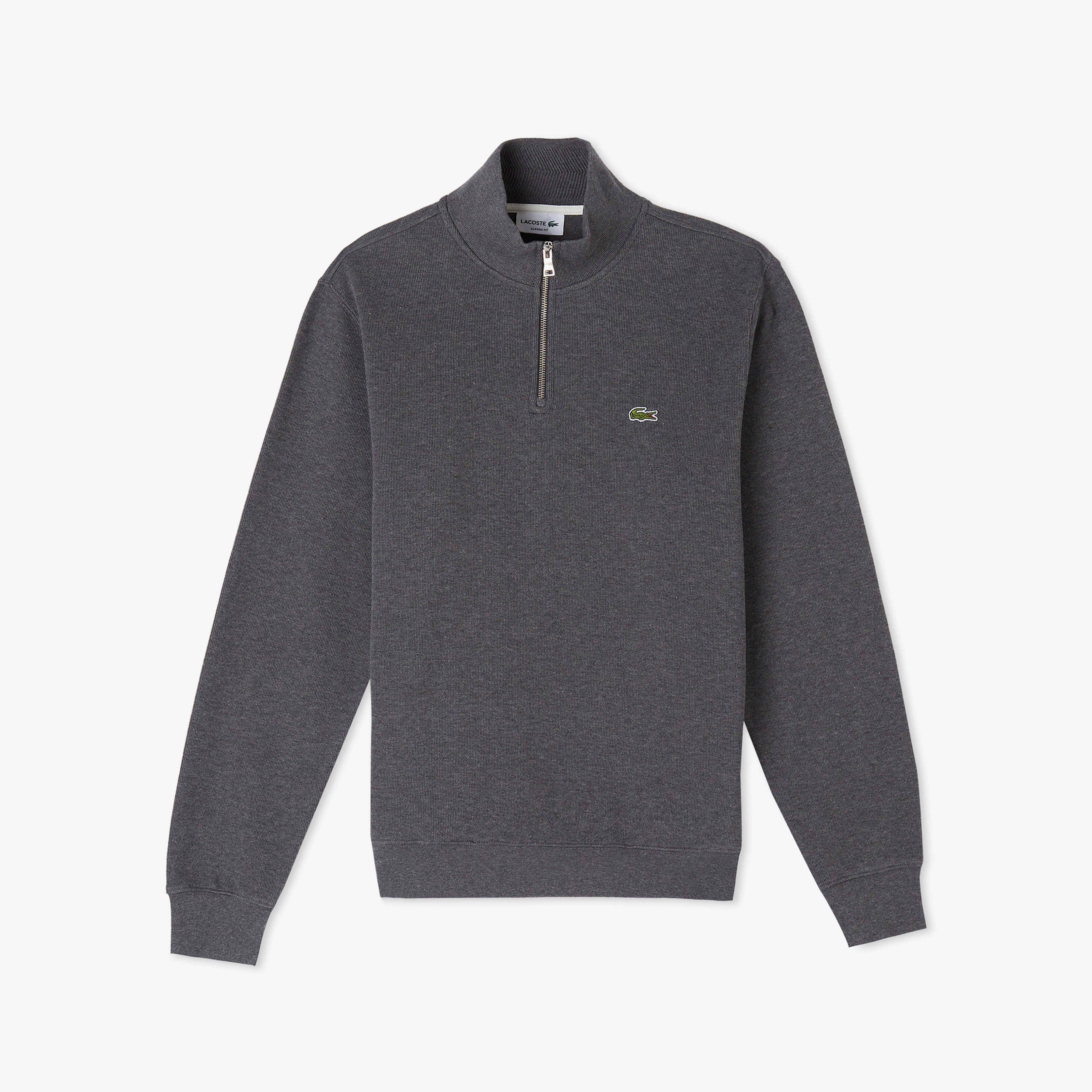 Erkek Classic Fit Yarım Fermuarlı Gri Sweatshirt