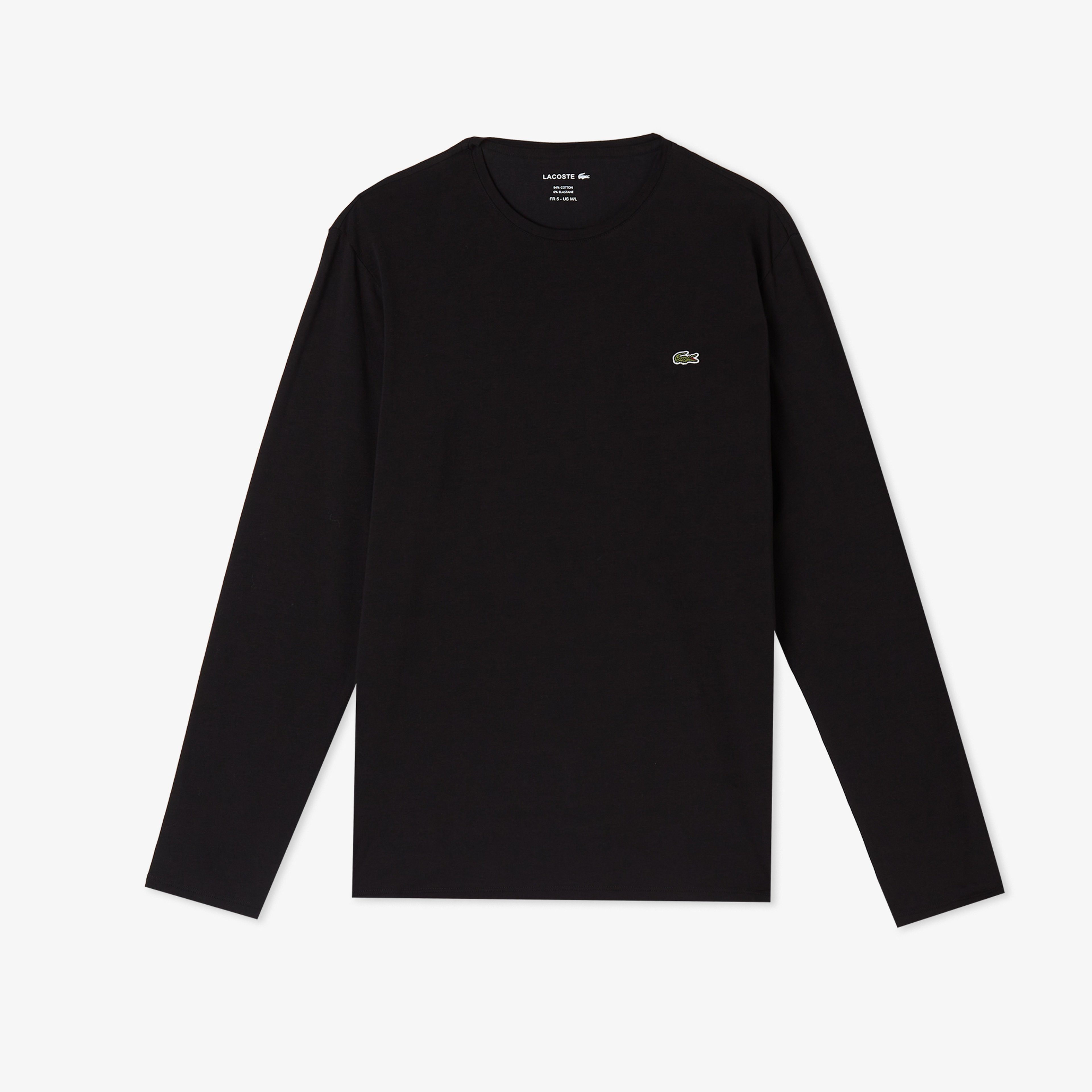 Erkek Regular Fit Uzun Kollu Bisiklet Yaka Siyah T-Shirt