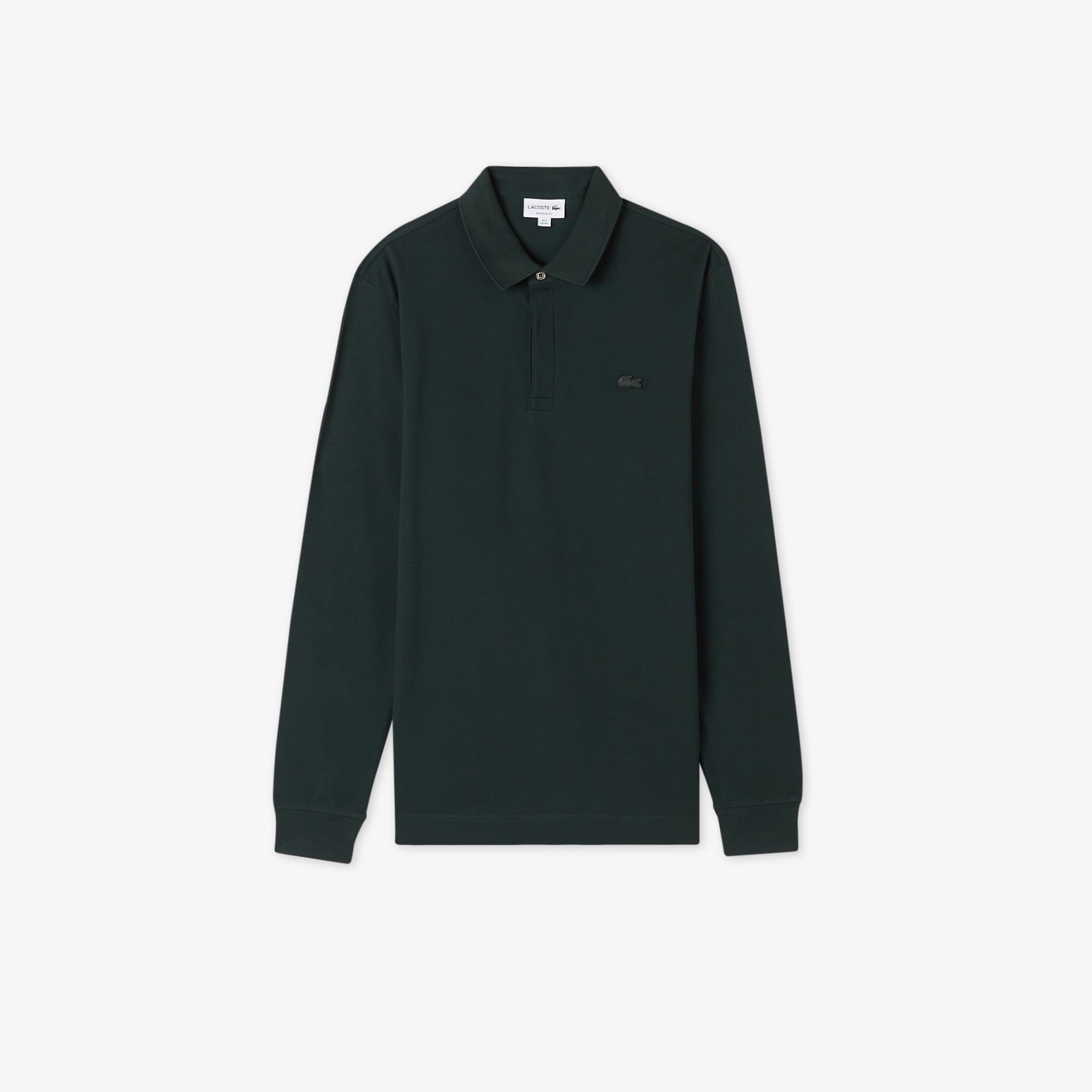 Erkek Regular Fit Uzun Kollu Koyu Yeşil Paris Polo