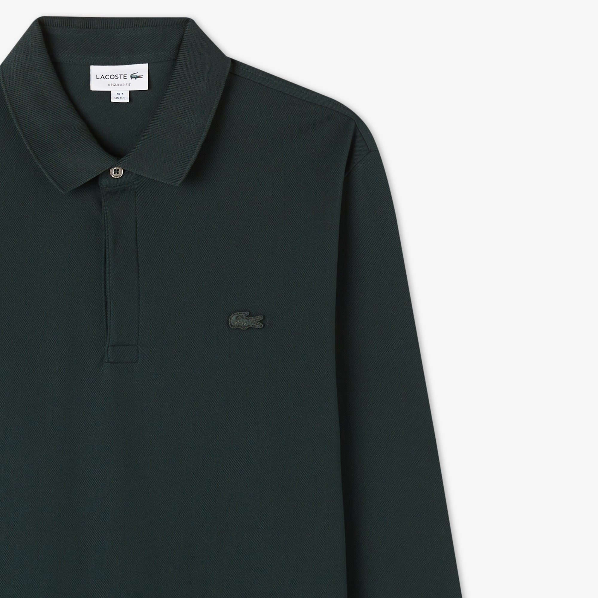 Erkek Regular Fit Uzun Kollu Koyu Yeşil Paris Polo