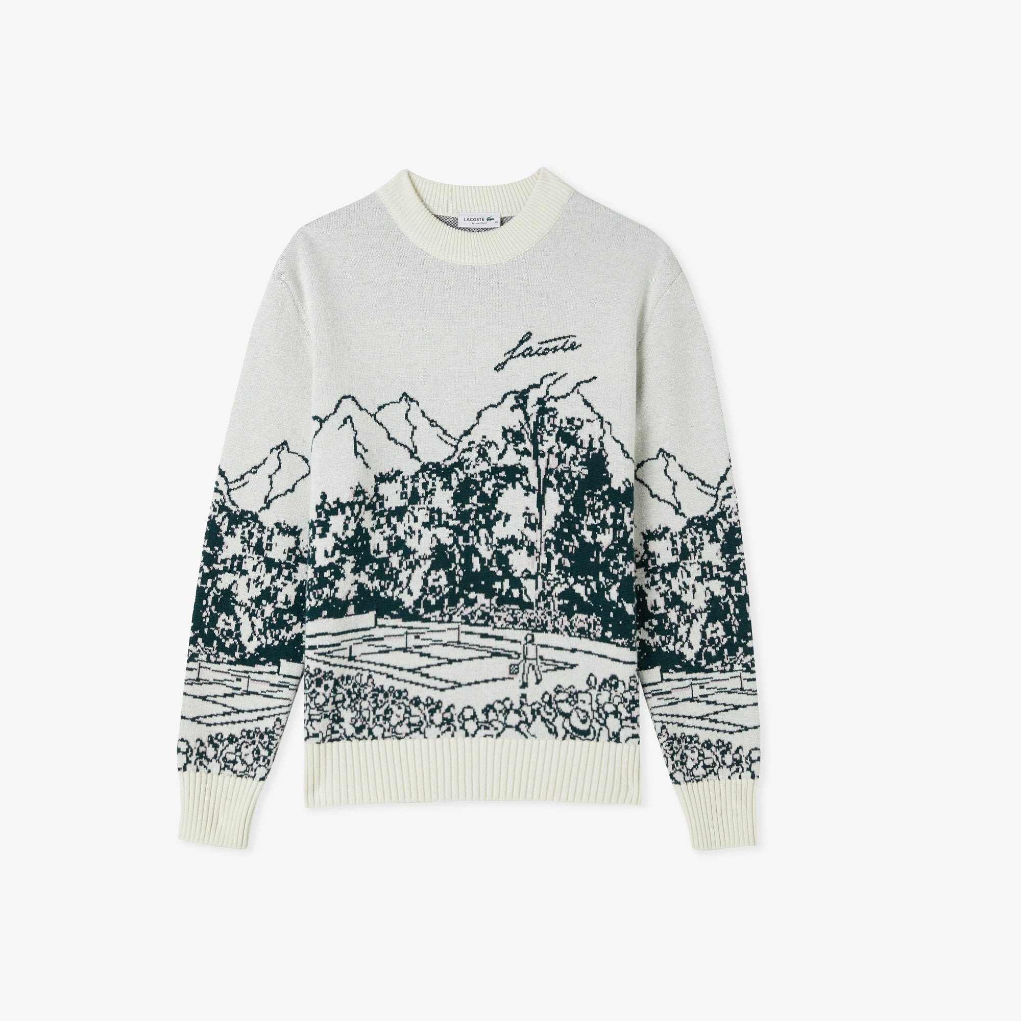 Kadın Relaxed Fit Bisiklet Yaka Desenli Krem Kazak