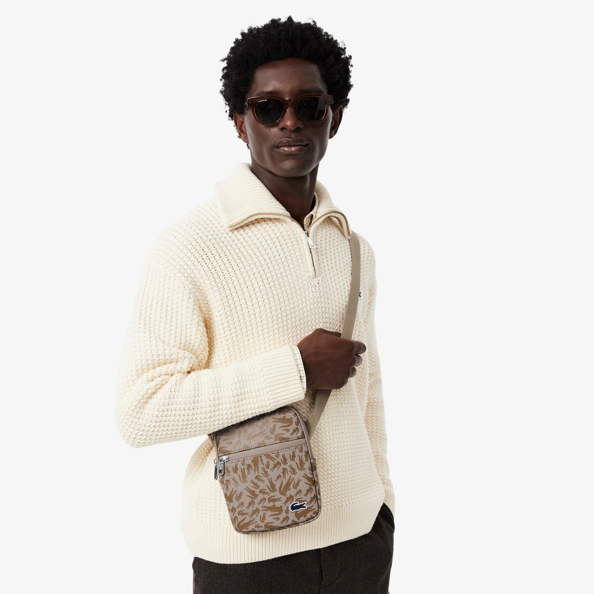 LCST Erkek Desenli Bej Postacı Çantası