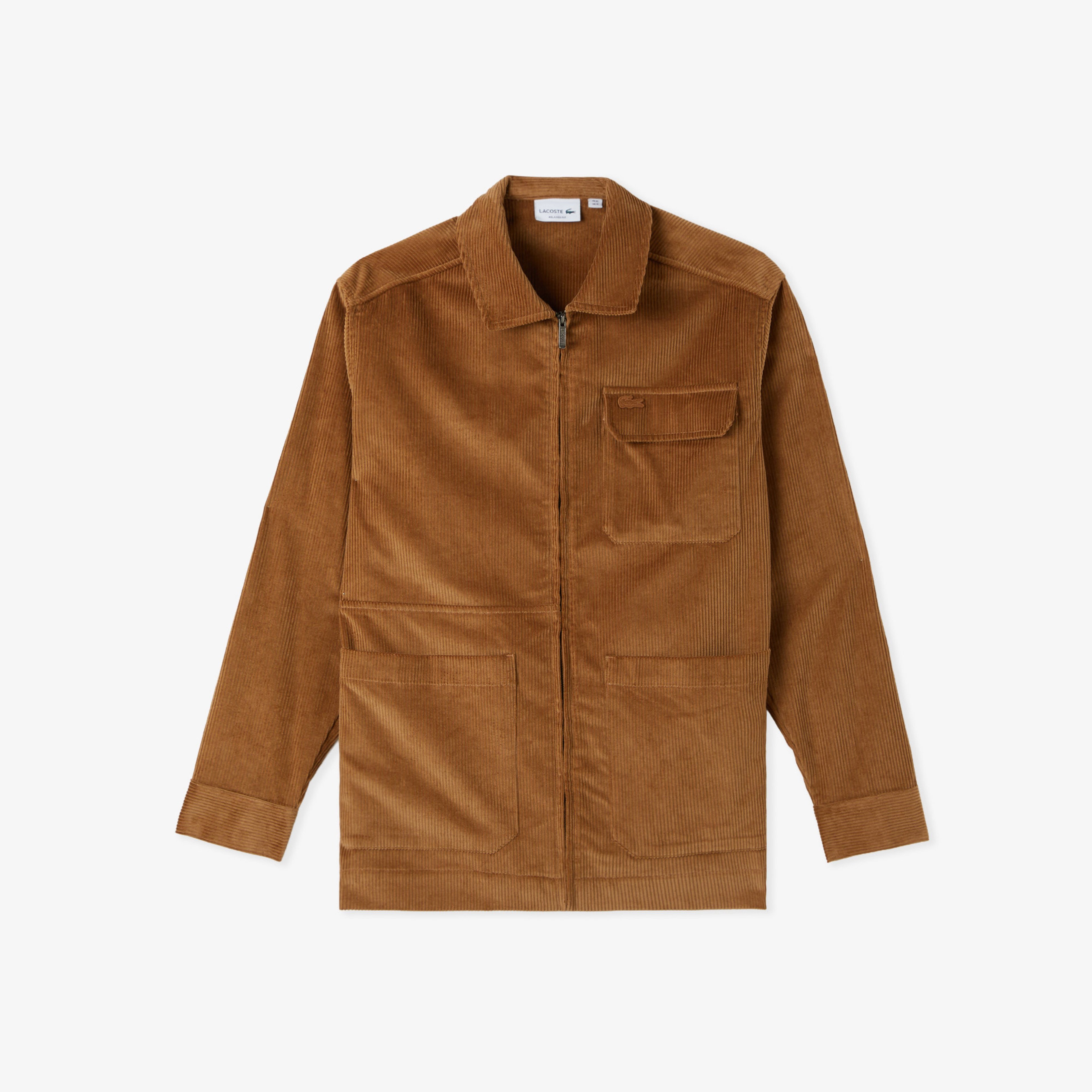 Erkek Relaxed Fit Fermuarlı Kahverengi Dış Gömlek