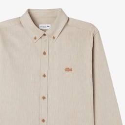 Erkek Regular Fit Düğmeli Yaka Bej Gömlek Bej