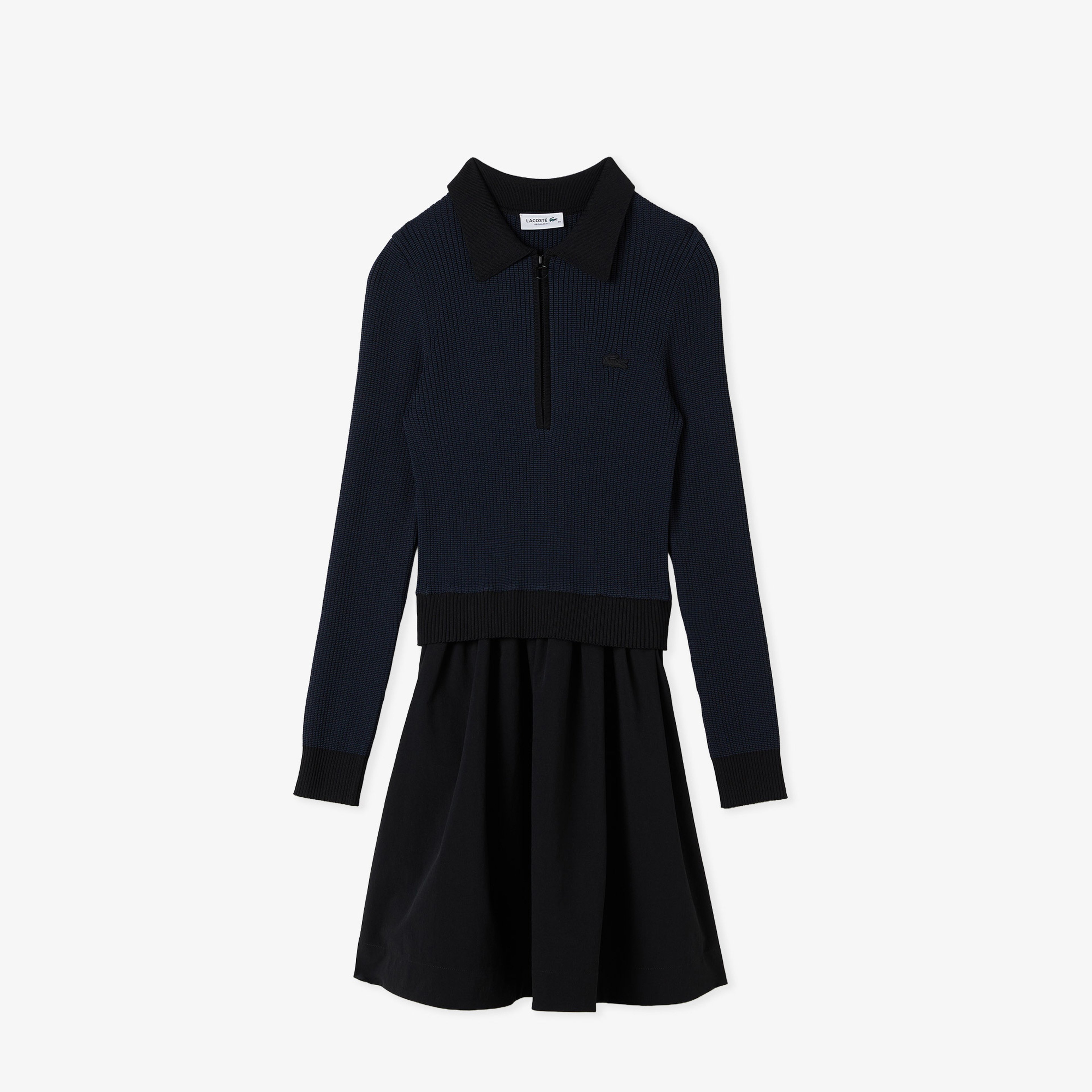 Kadın Classic Fit Uzun Kollu Yarım Fermuarlı Çizgili Siyah Elbise Kadın Classic Fit Uzun Kollu Yarım Fermuarlı Çizgili Siyah Elbise