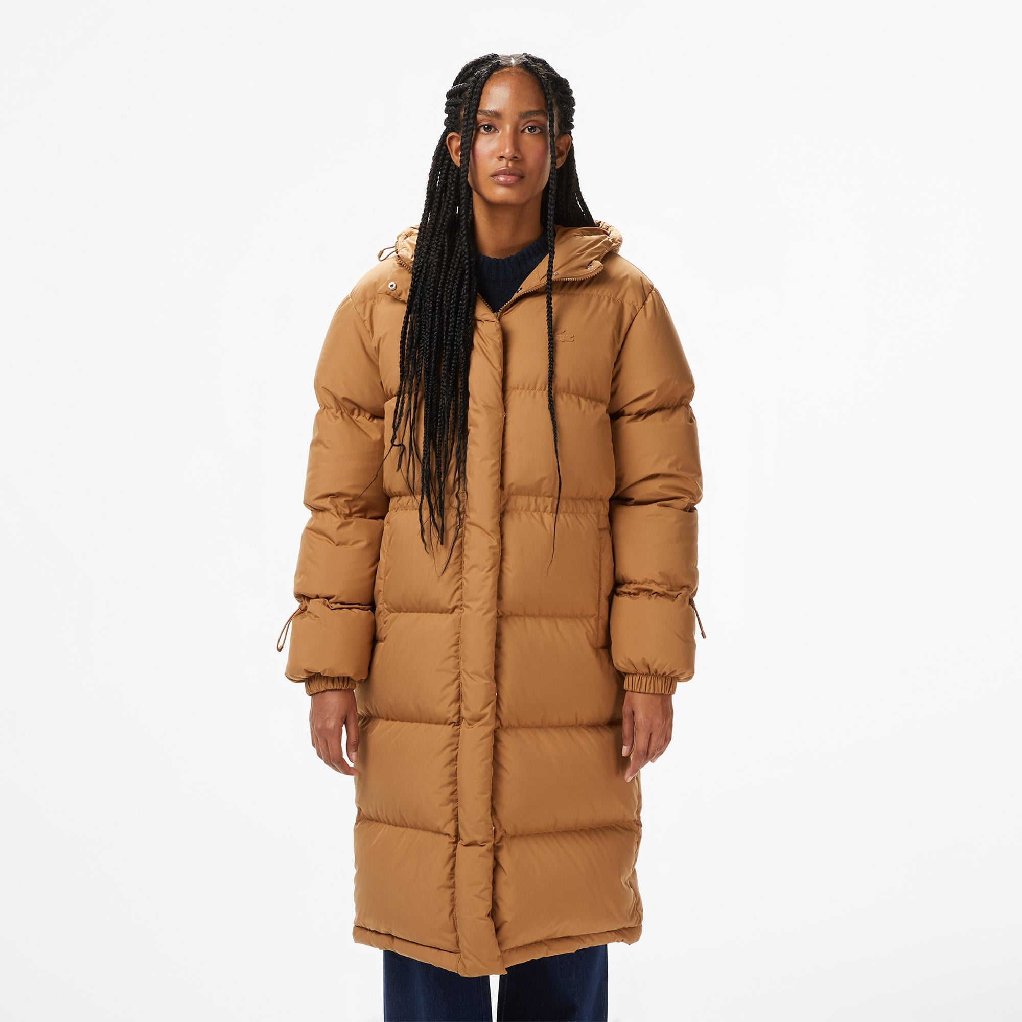 Kadın Kapüşonlu Açık Kahverengi Mont