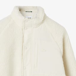 Erkek Dik Yaka Renk Bloklu Beyaz Ceket Beyaz