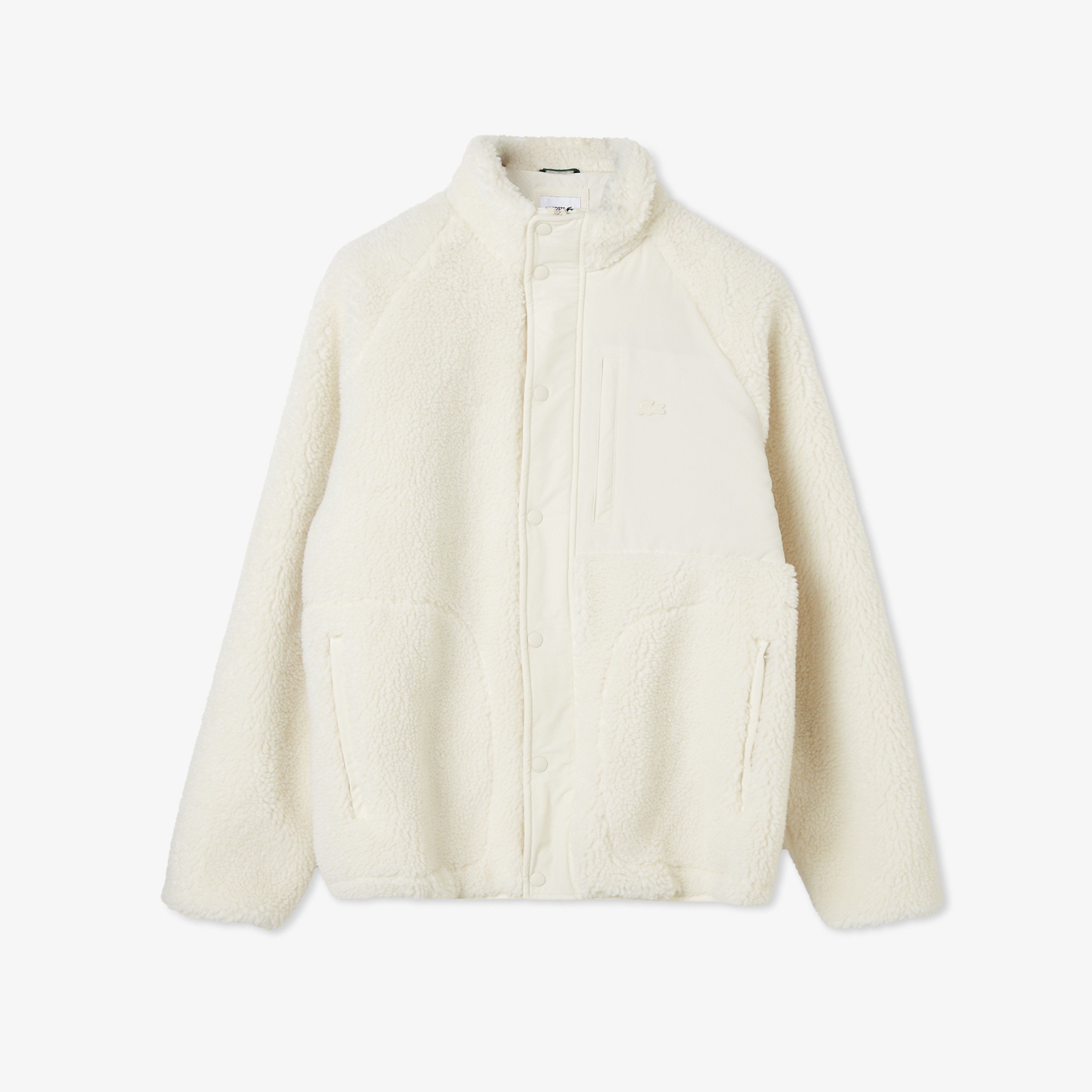 Erkek Dik Yaka Renk Bloklu Beyaz Ceket