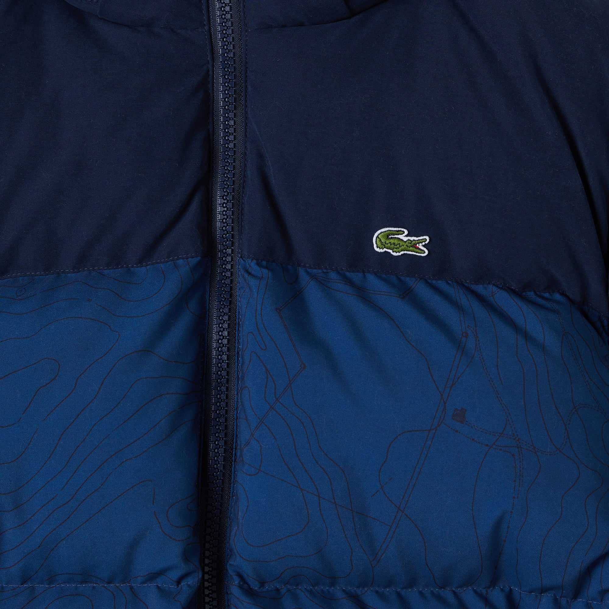 Erkek Kapüşonlu Renk Bloklu Lacivert Mont