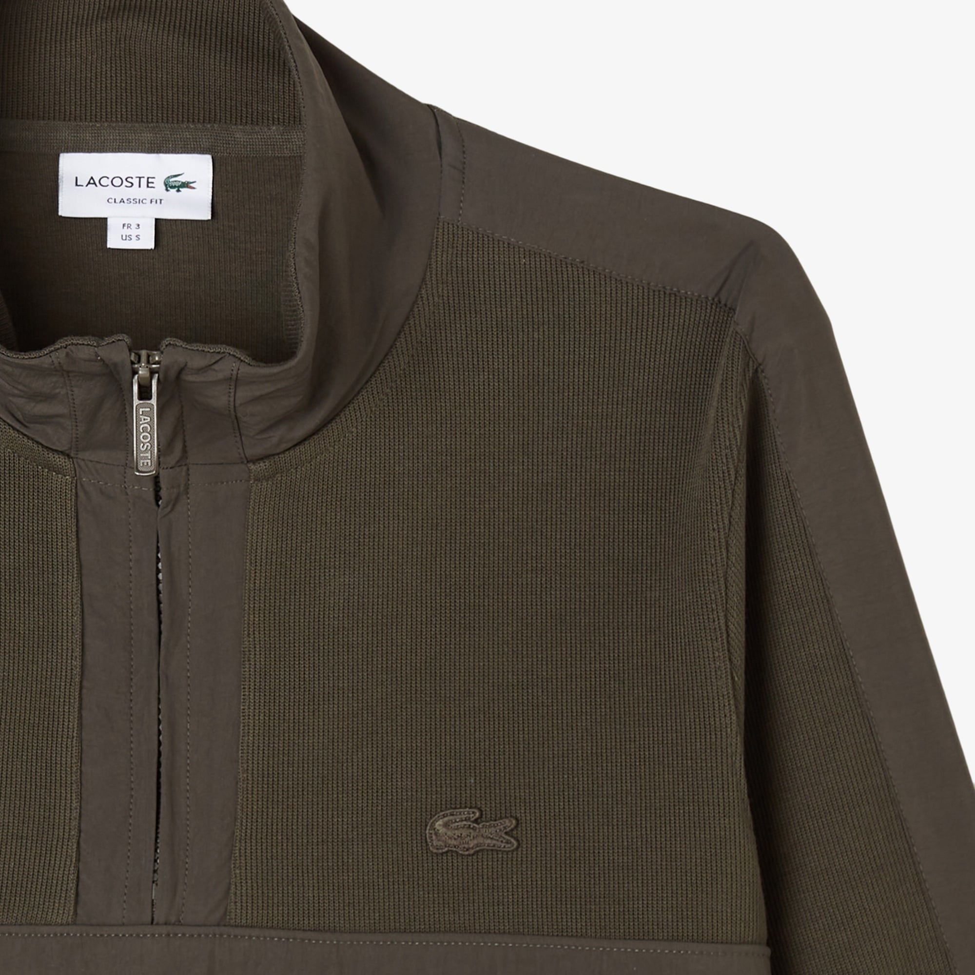 Erkek Classic Fit Yarım Fermuarlı Haki Sweatshirt