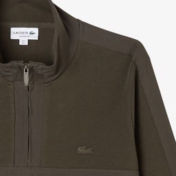 Erkek Classic Fit Yarım Fermuarlı Haki Sweatshirt Yeşil