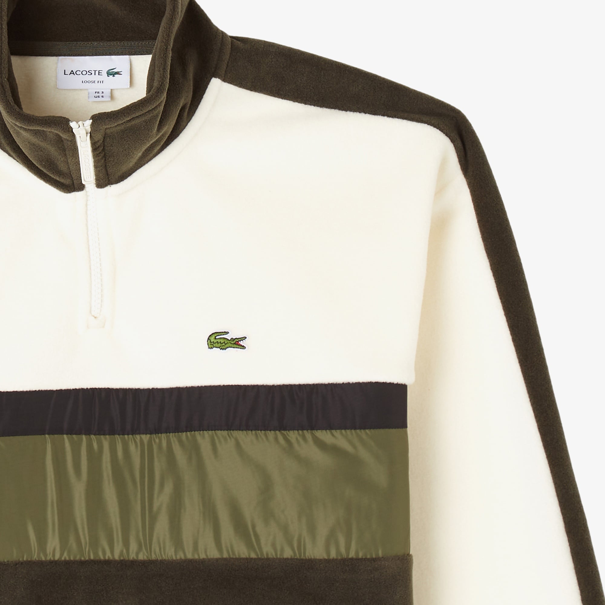 Erkek Loose Fit Renk Bloklu Haki Sweatshirt