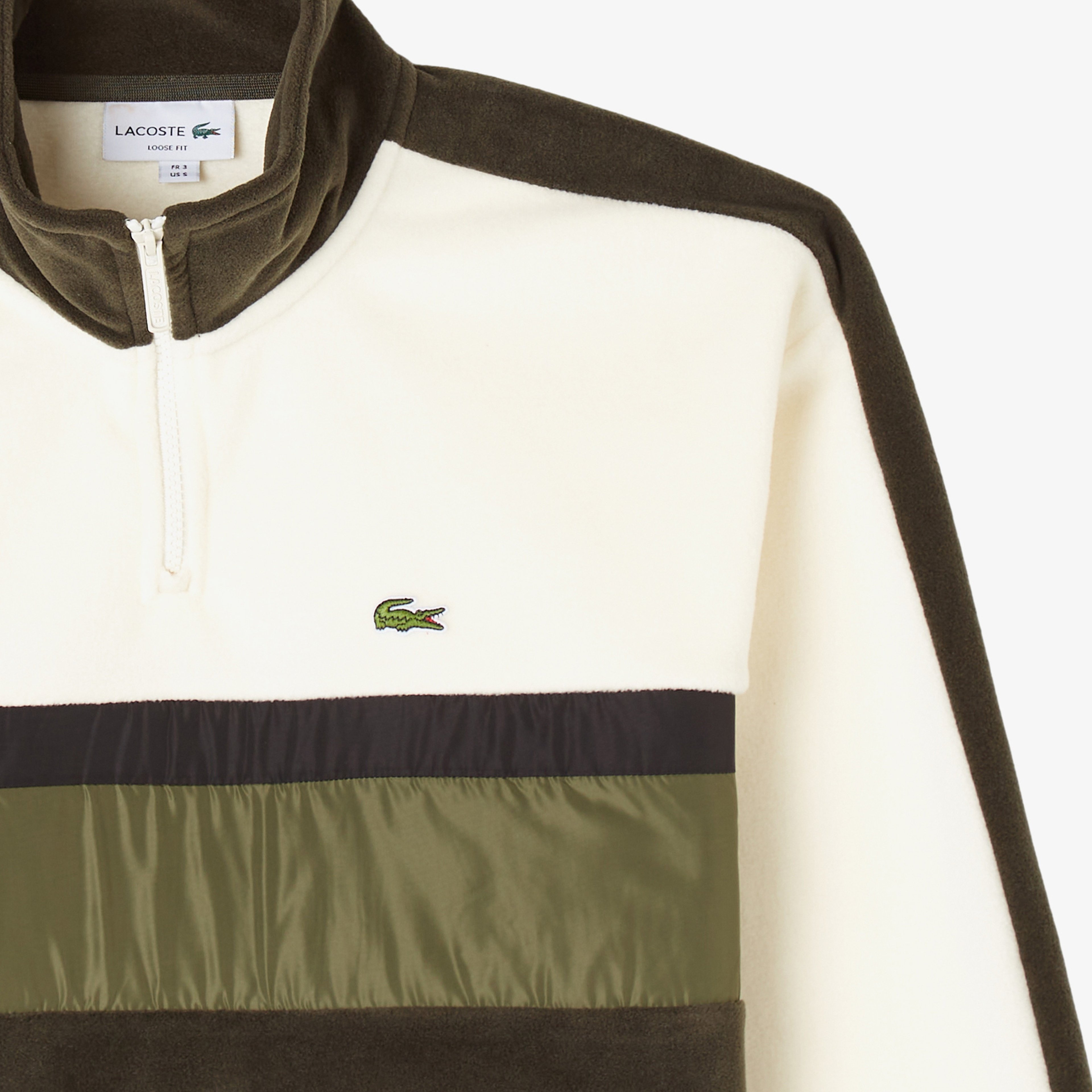 Erkek Loose Fit Renk Bloklu Haki Sweatshirt