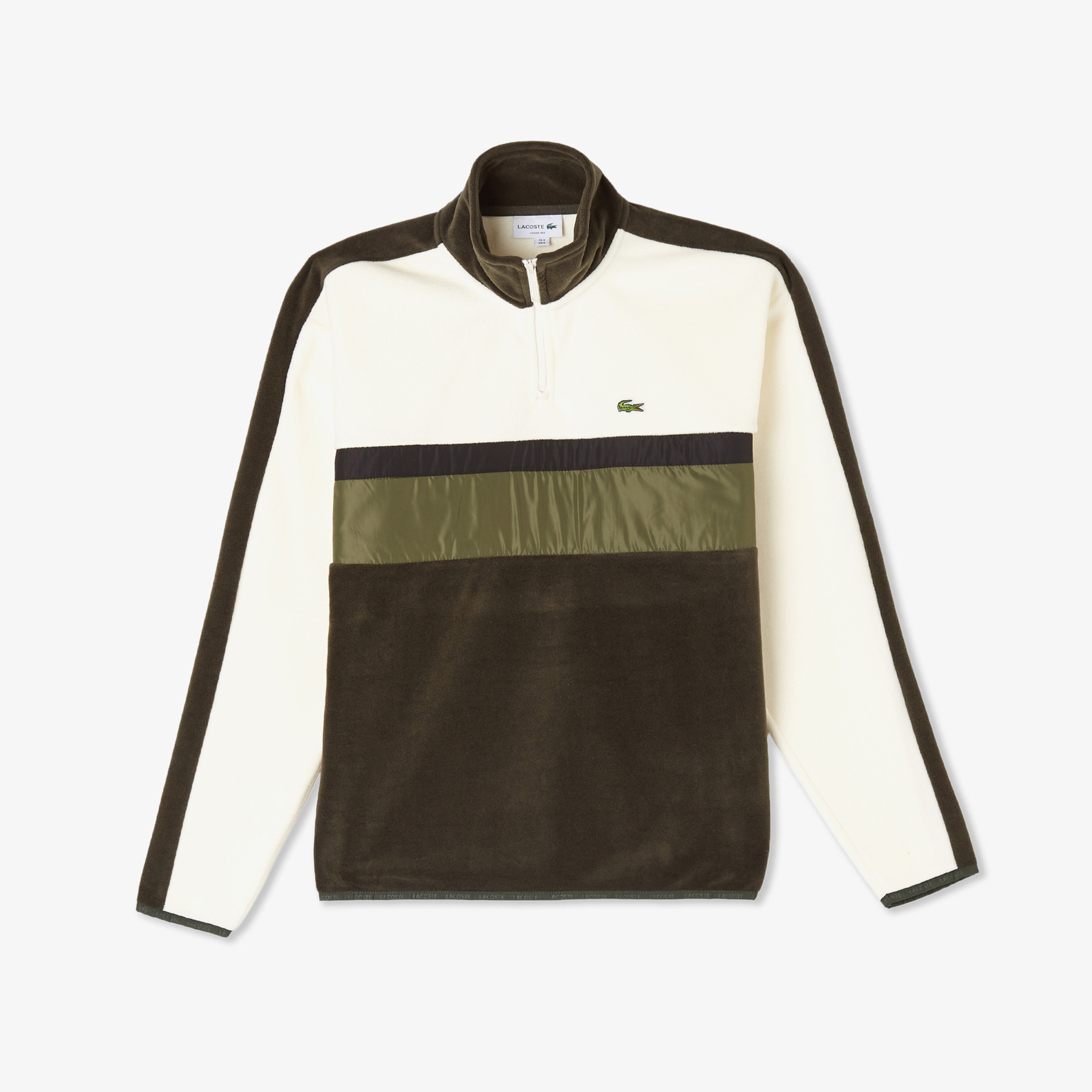 Erkek Loose Fit Renk Bloklu Haki Sweatshirt