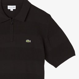 Erkek Classic Fit Kısa Kollu Polo Yaka Çizgili Siyah Triko Siyah