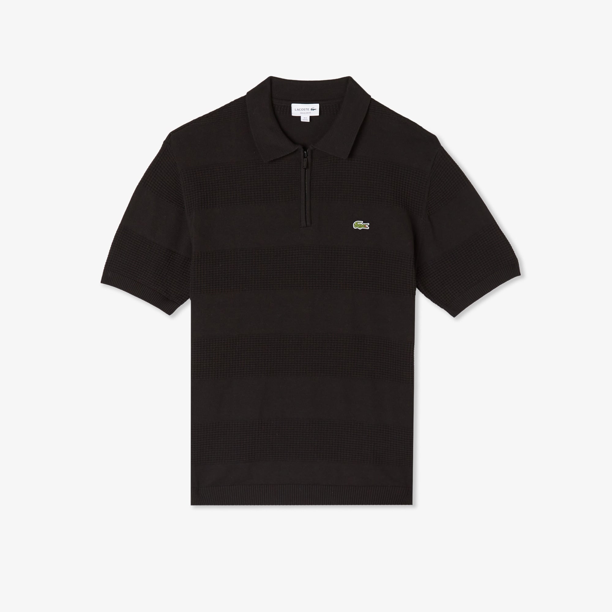 Erkek Classic Fit Kısa Kollu Polo Yaka Çizgili Siyah Triko