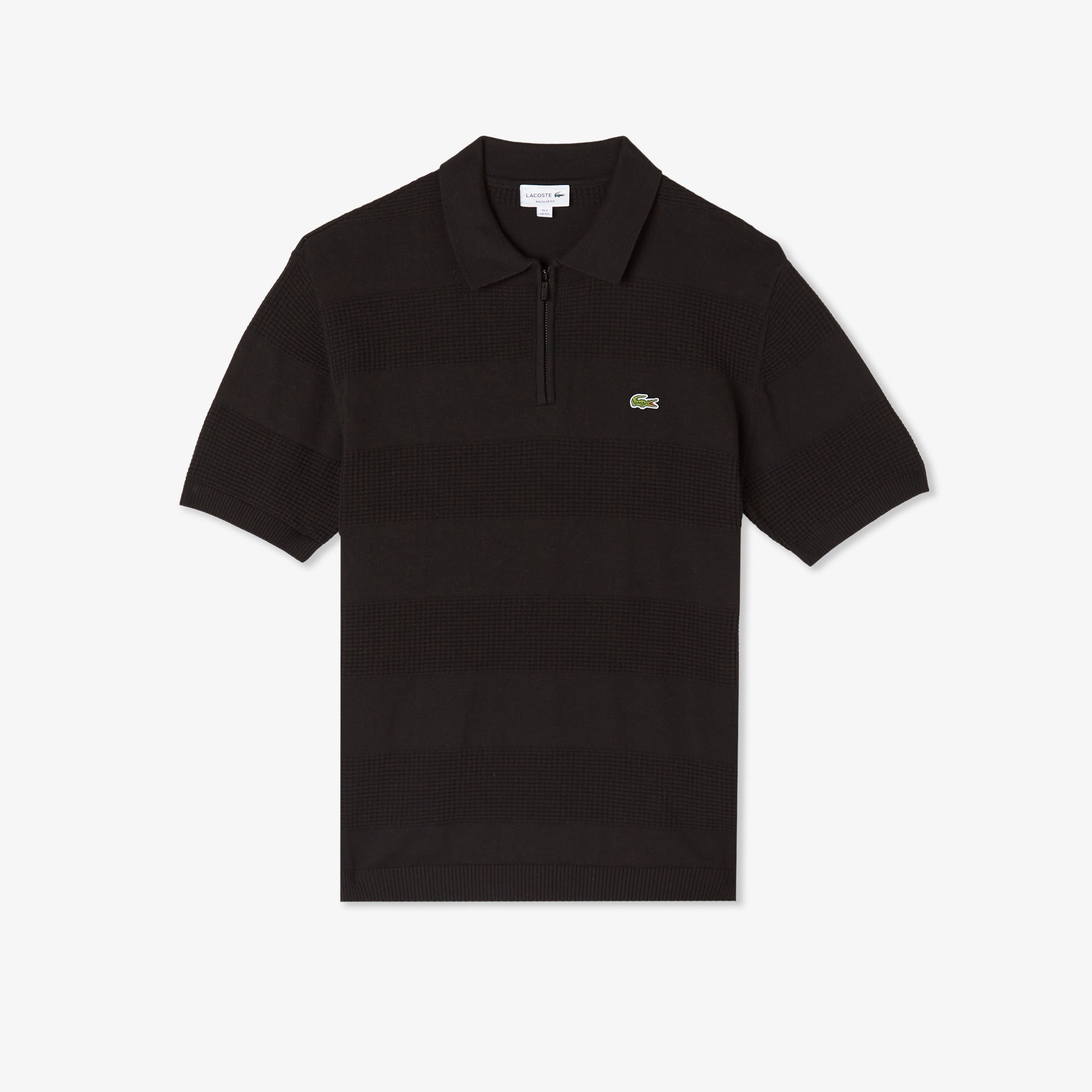 Erkek Classic Fit Kısa Kollu Polo Yaka Çizgili Siyah Triko