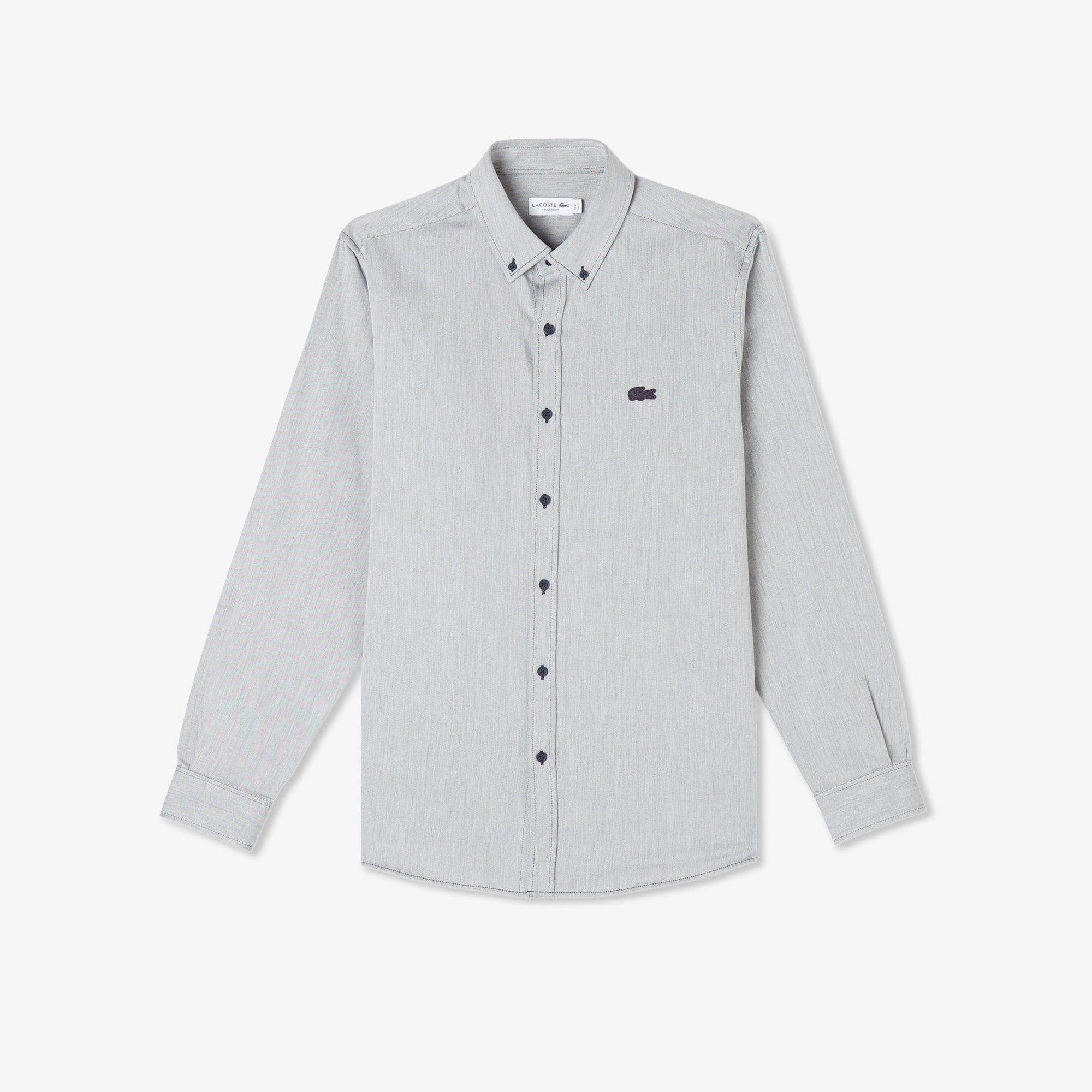 Erkek Regular Fit Düğmeli Yaka Gri Gömlek