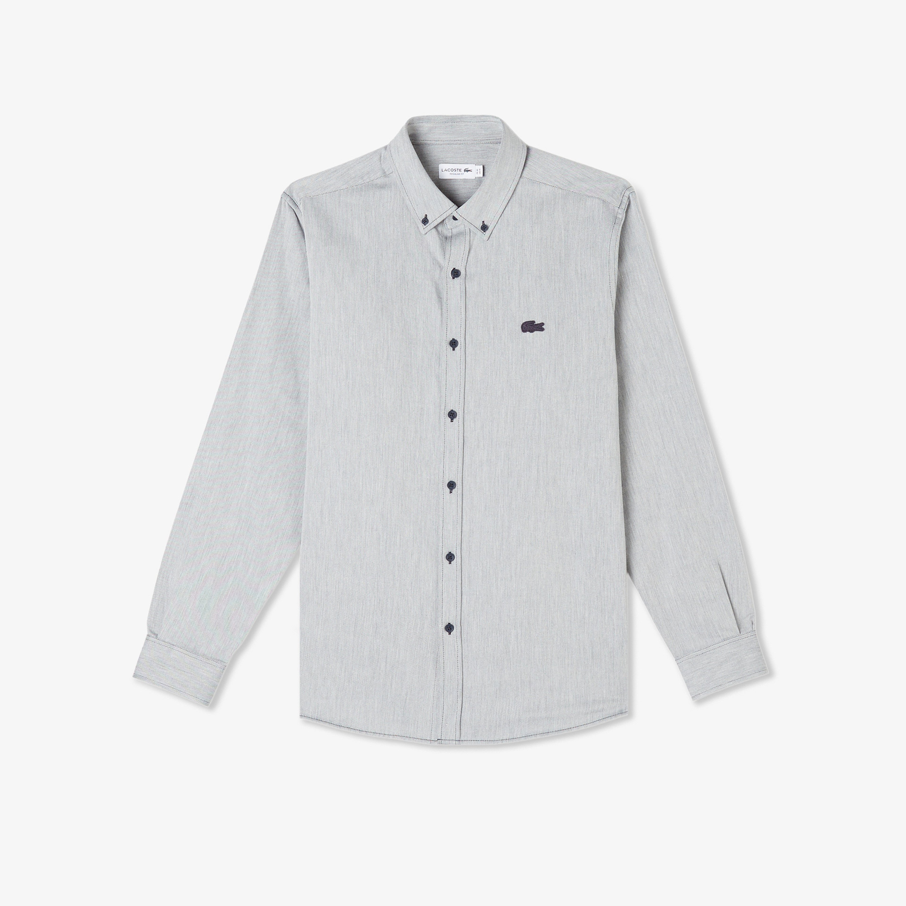 Erkek Regular Fit Düğmeli Yaka Gri Gömlek