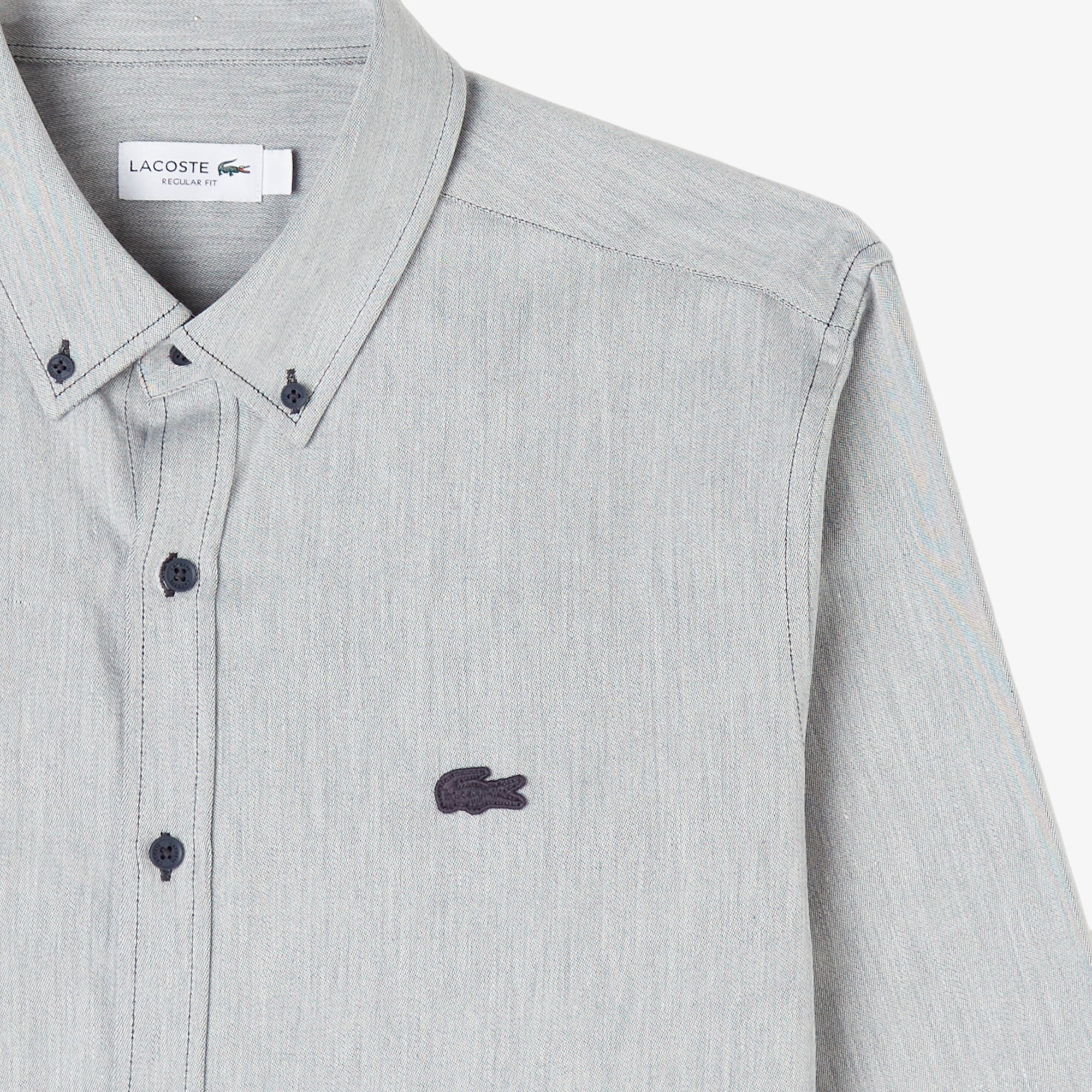 Erkek Regular Fit Düğmeli Yaka Gri Gömlek