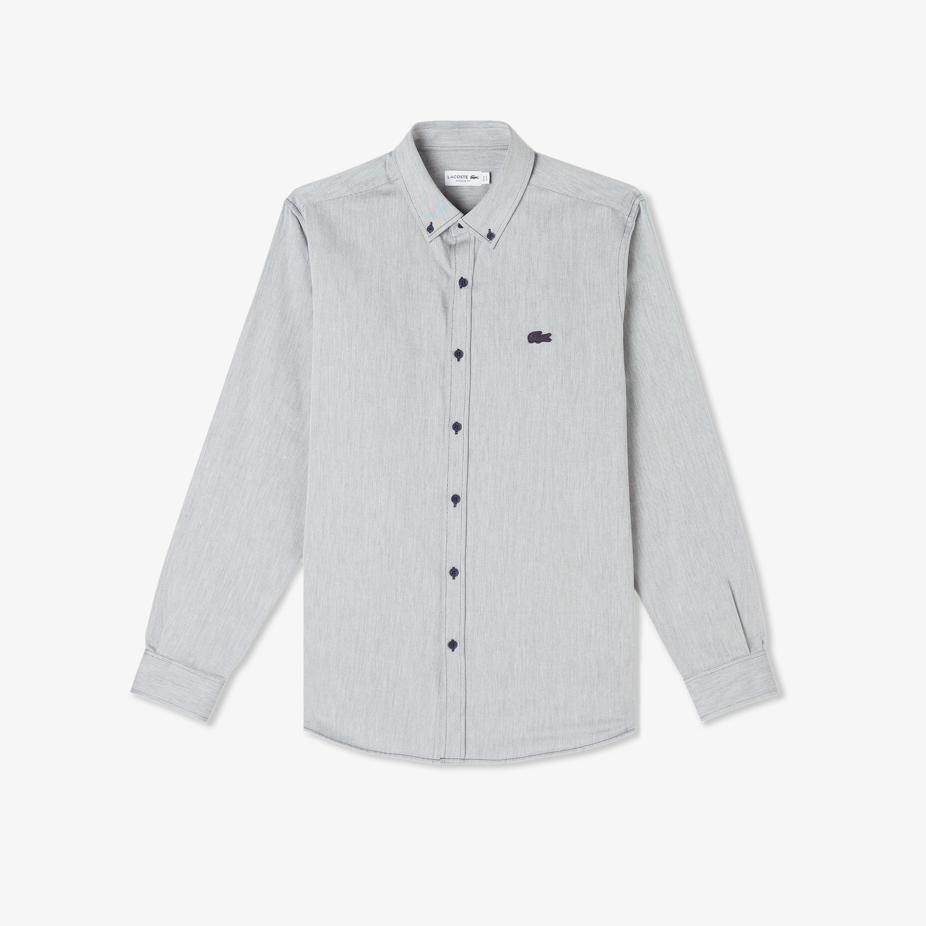 Erkek Regular Fit Düğmeli Yaka Gri Gömlek