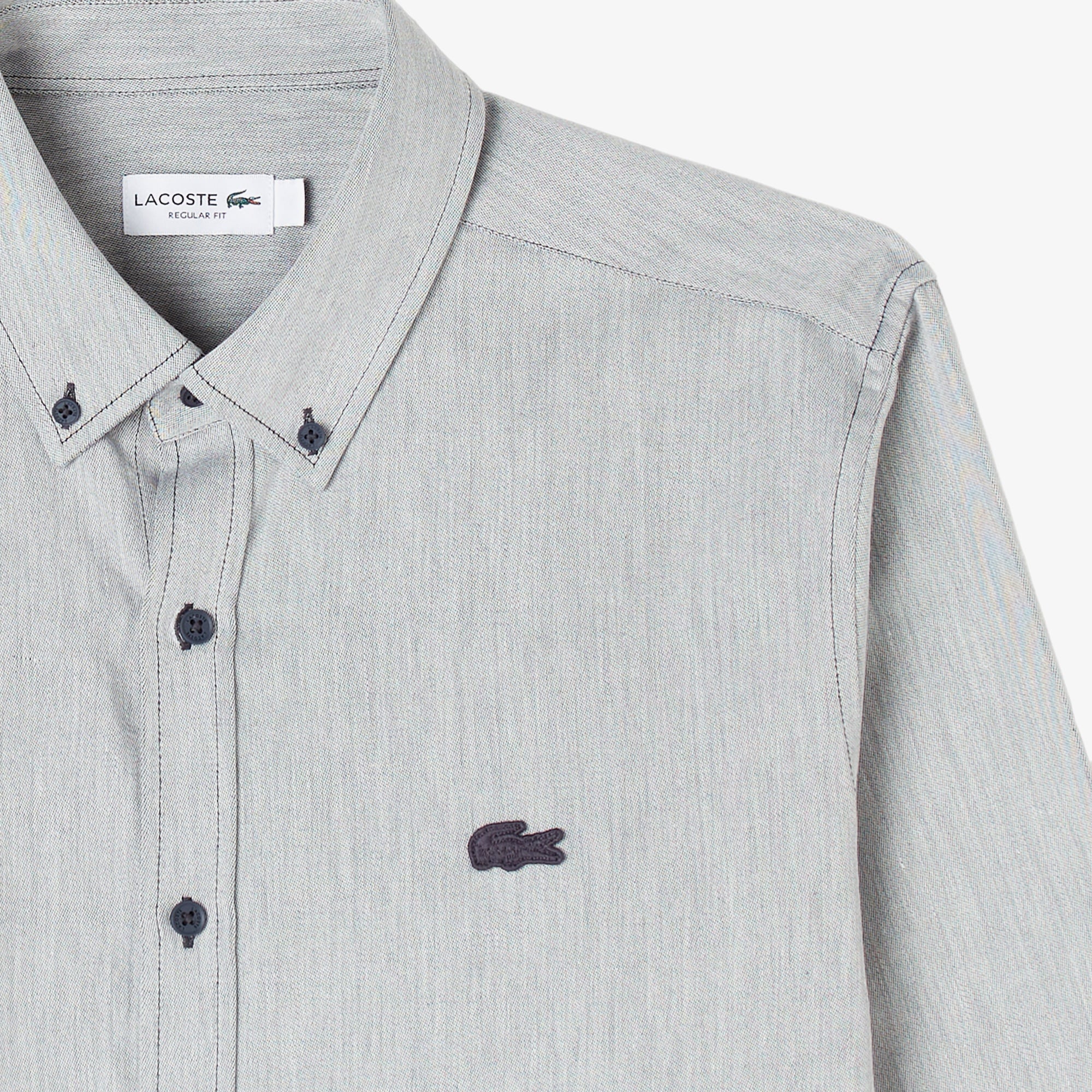 Erkek Regular Fit Düğmeli Yaka Gri Gömlek