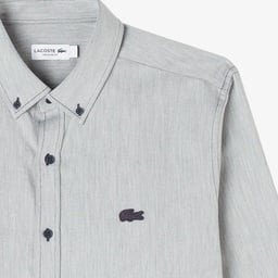 Erkek Regular Fit Düğmeli Yaka Gri Gömlek Gri