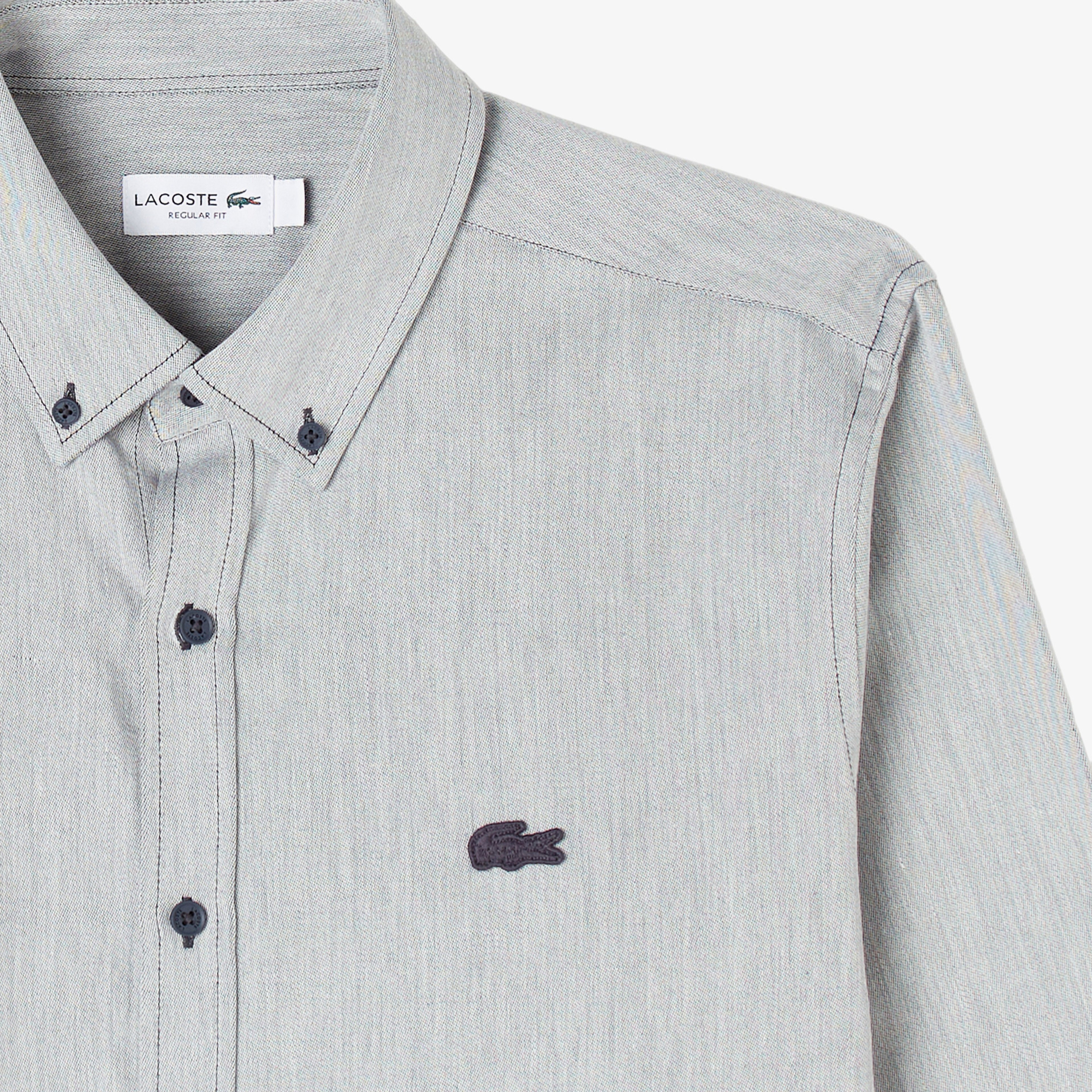 Erkek Regular Fit Düğmeli Yaka Gri Gömlek