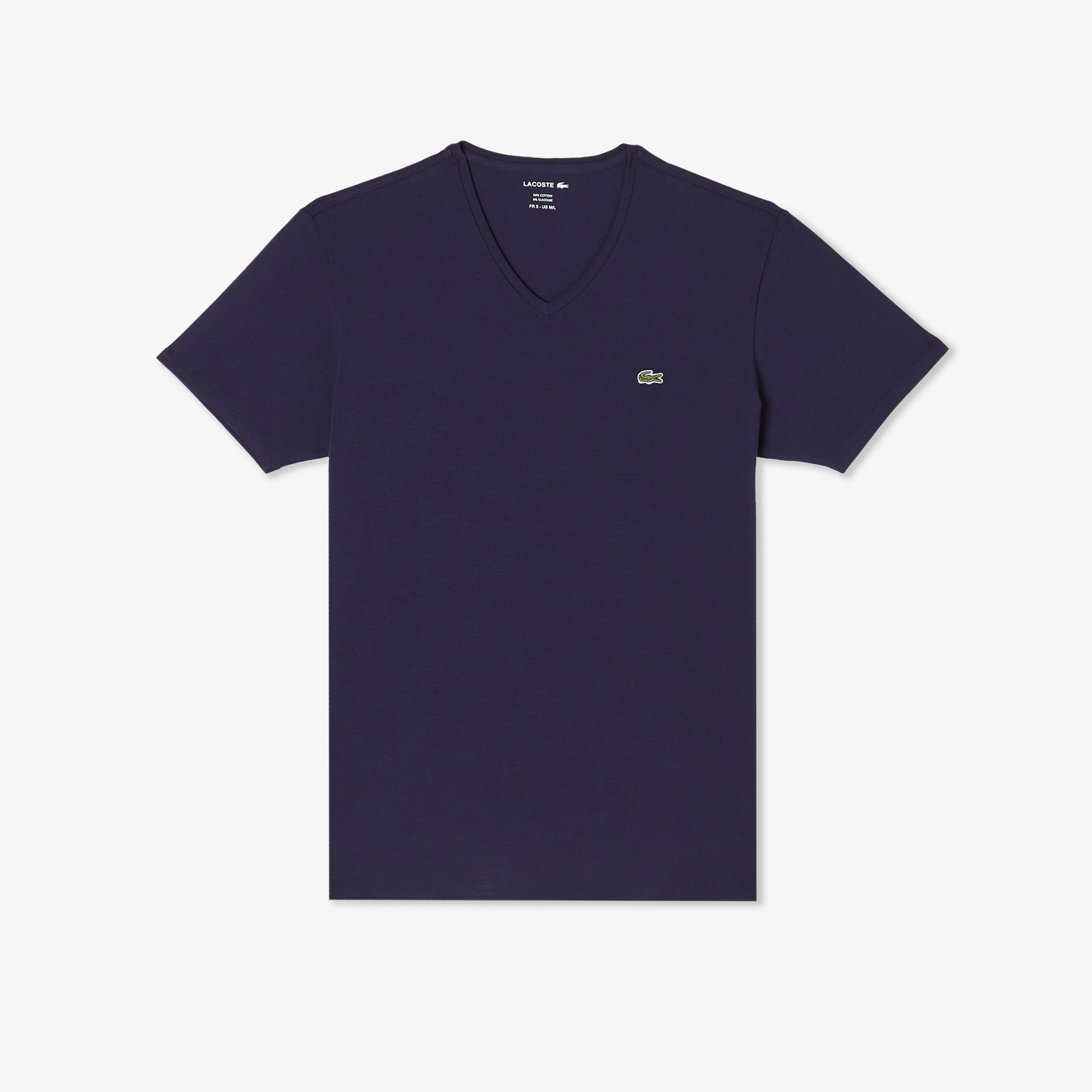 Erkek Slim Fit V yaka Lacivert T-Shirt