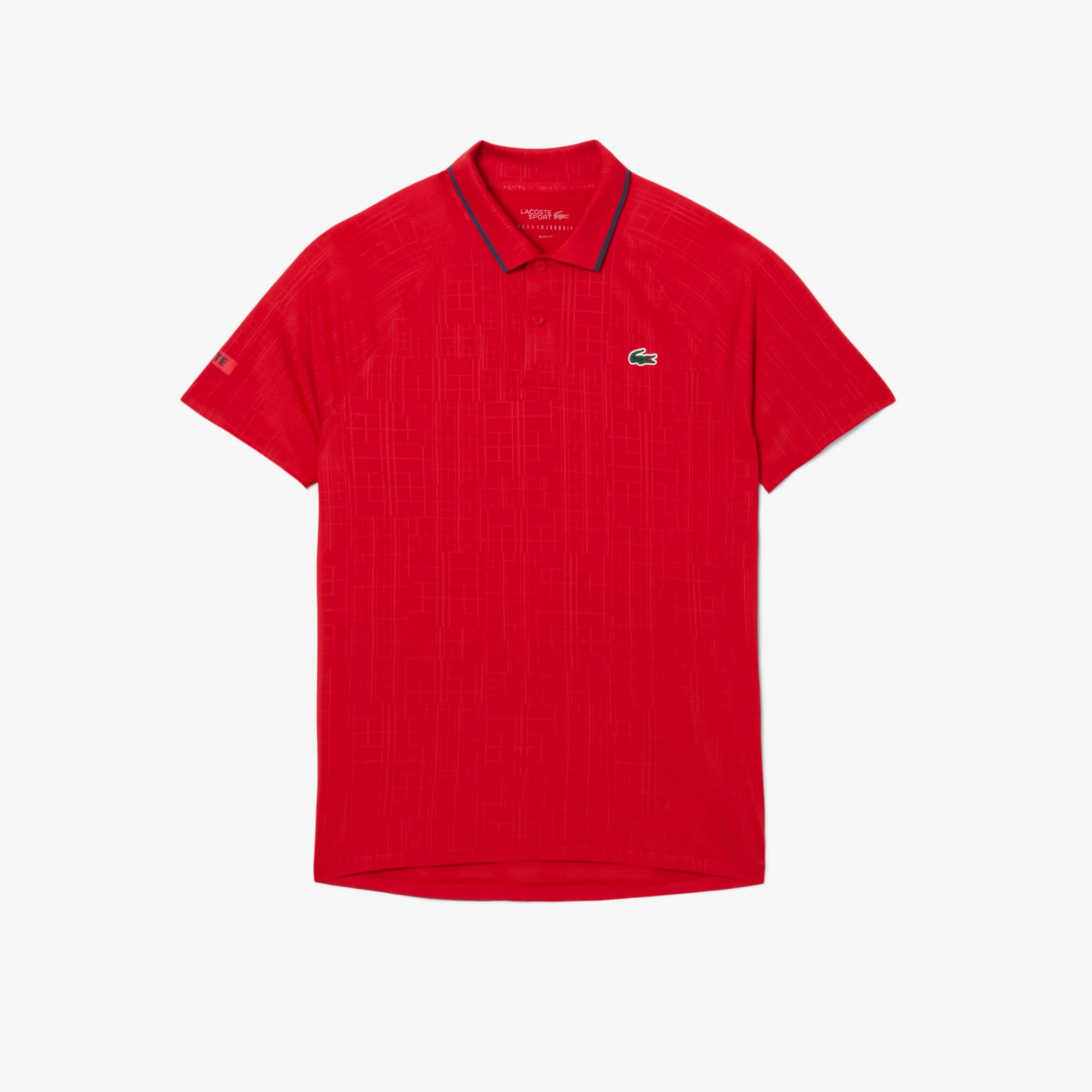 Tennis x Novak Djokovic Erkek Slim Fit Desenli Kırmızı Polo