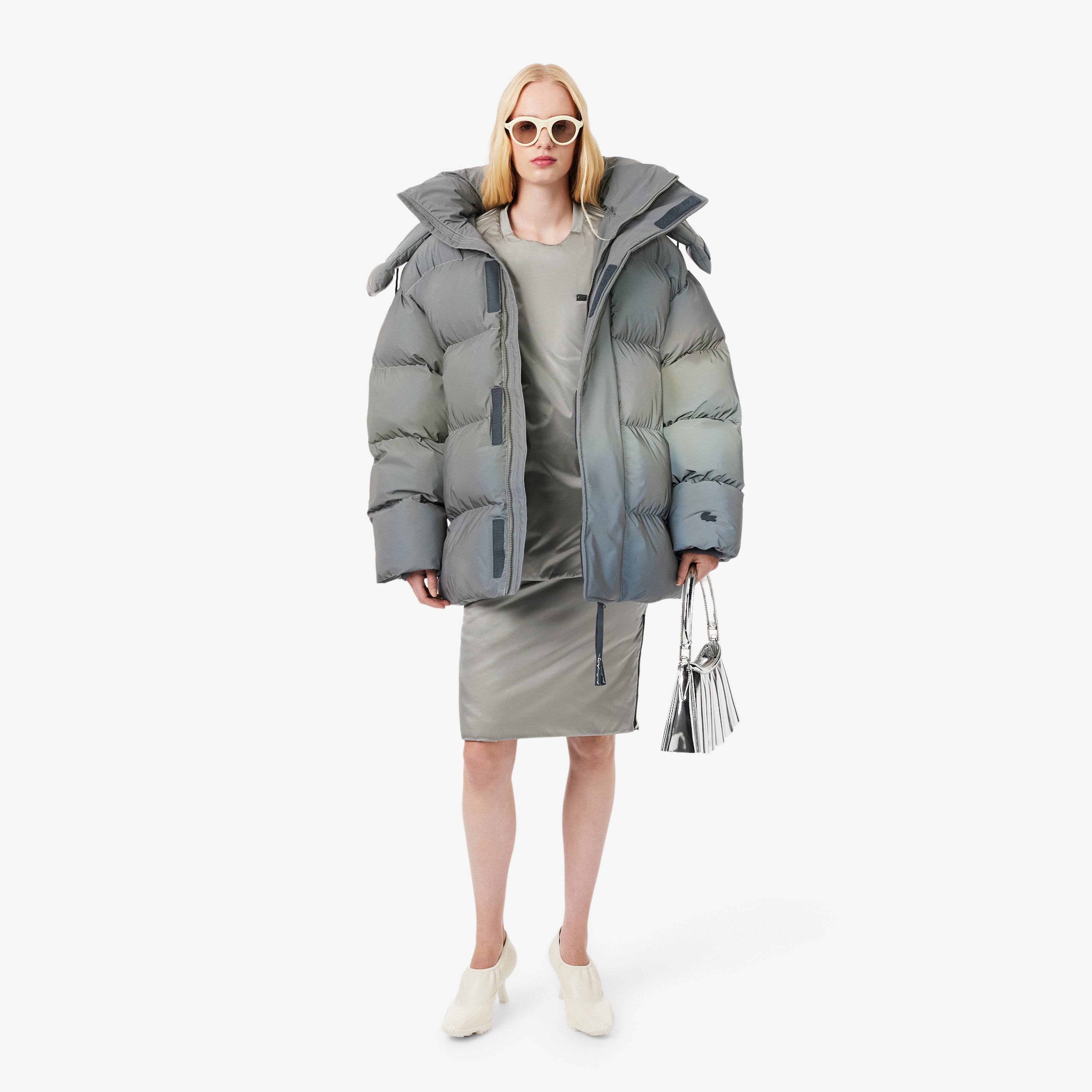 FW25 RUNWAY Small Lenglen Kadın Gri Omuz Çantası