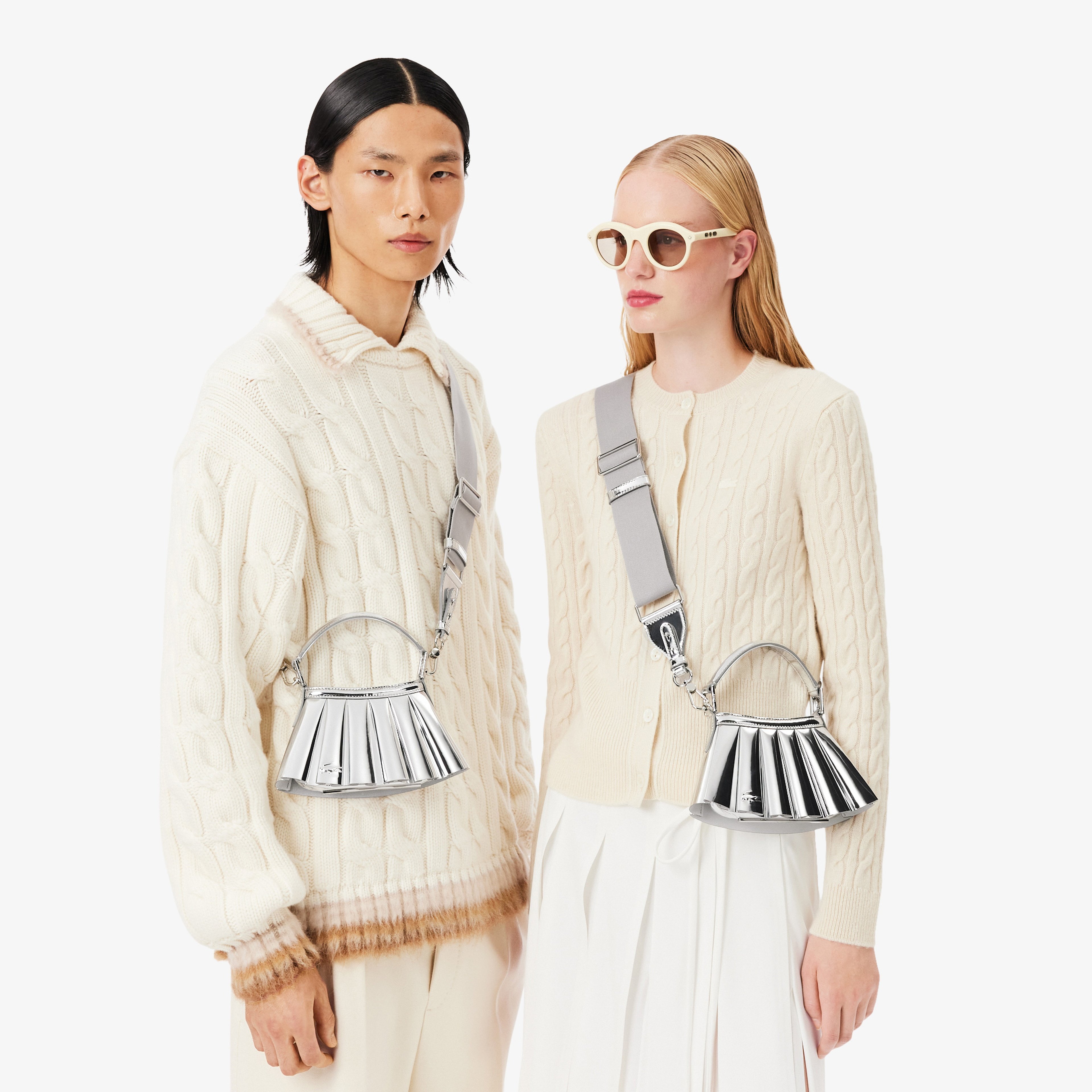 FW25 RUNWAY Mini Lenglen Kadın Gri Omuz Çantası