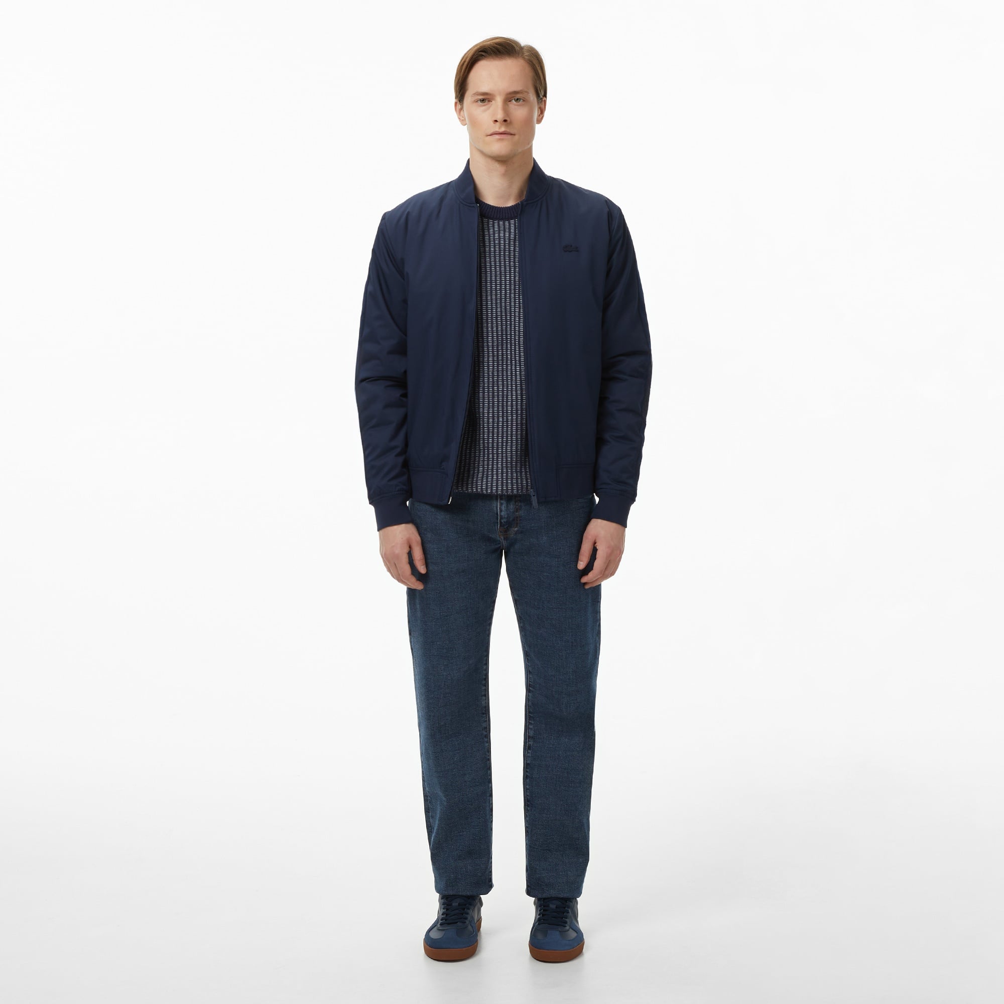 Erkek Dik Yaka Lacivert Bomber Ceket