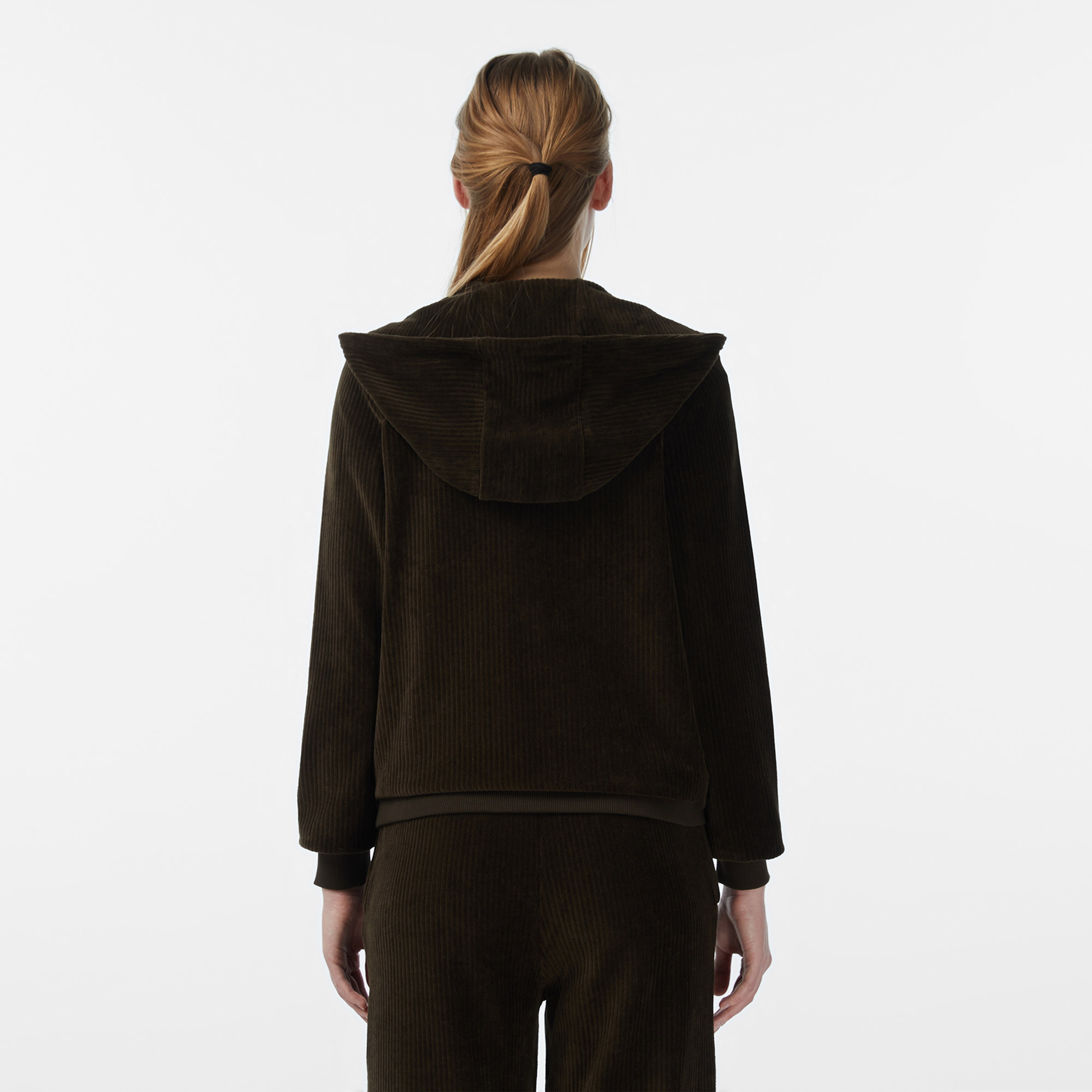 Kadın Regular Fit Kapüşonlu Haki Sweatshirt