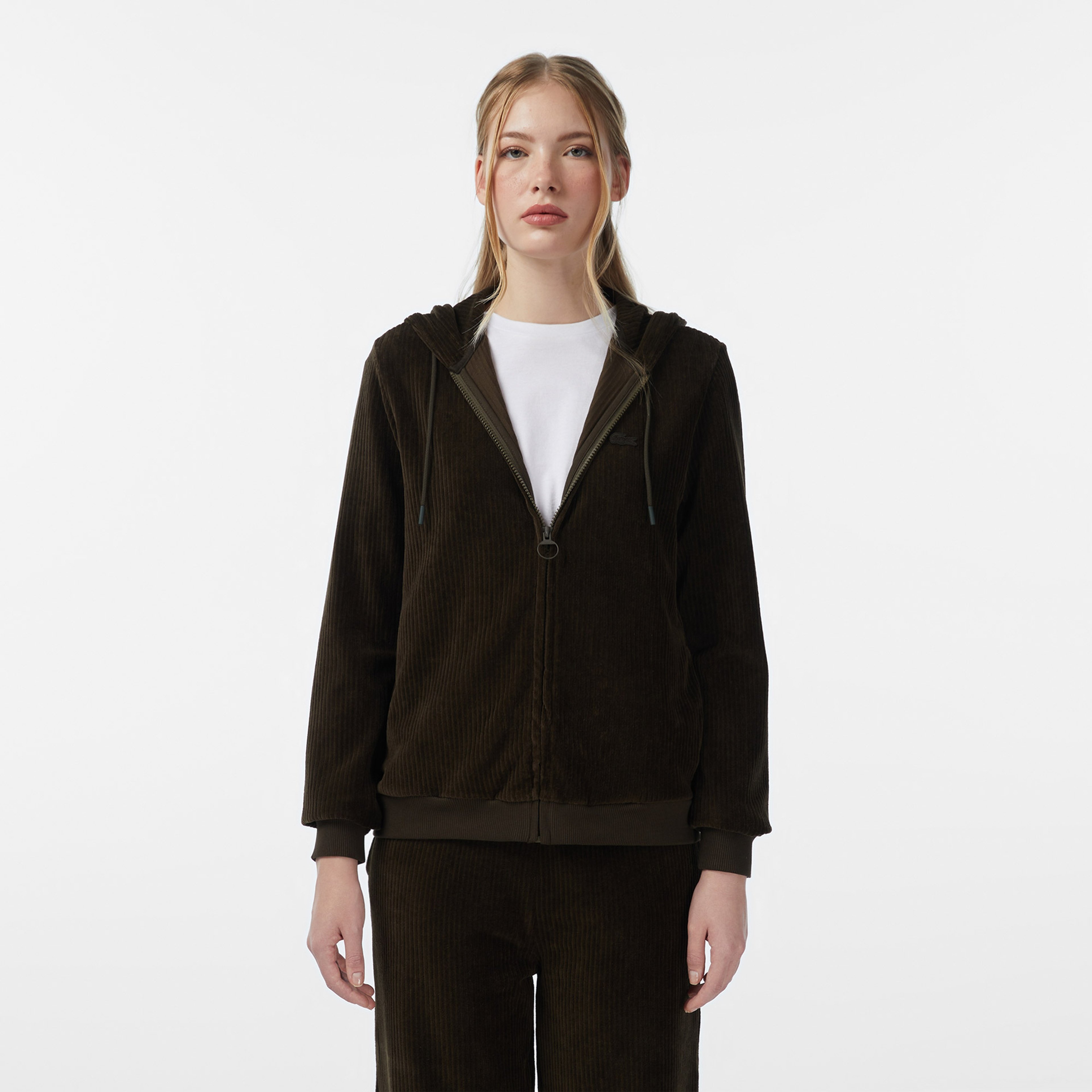 Kadın Regular Fit Kapüşonlu Haki Sweatshirt