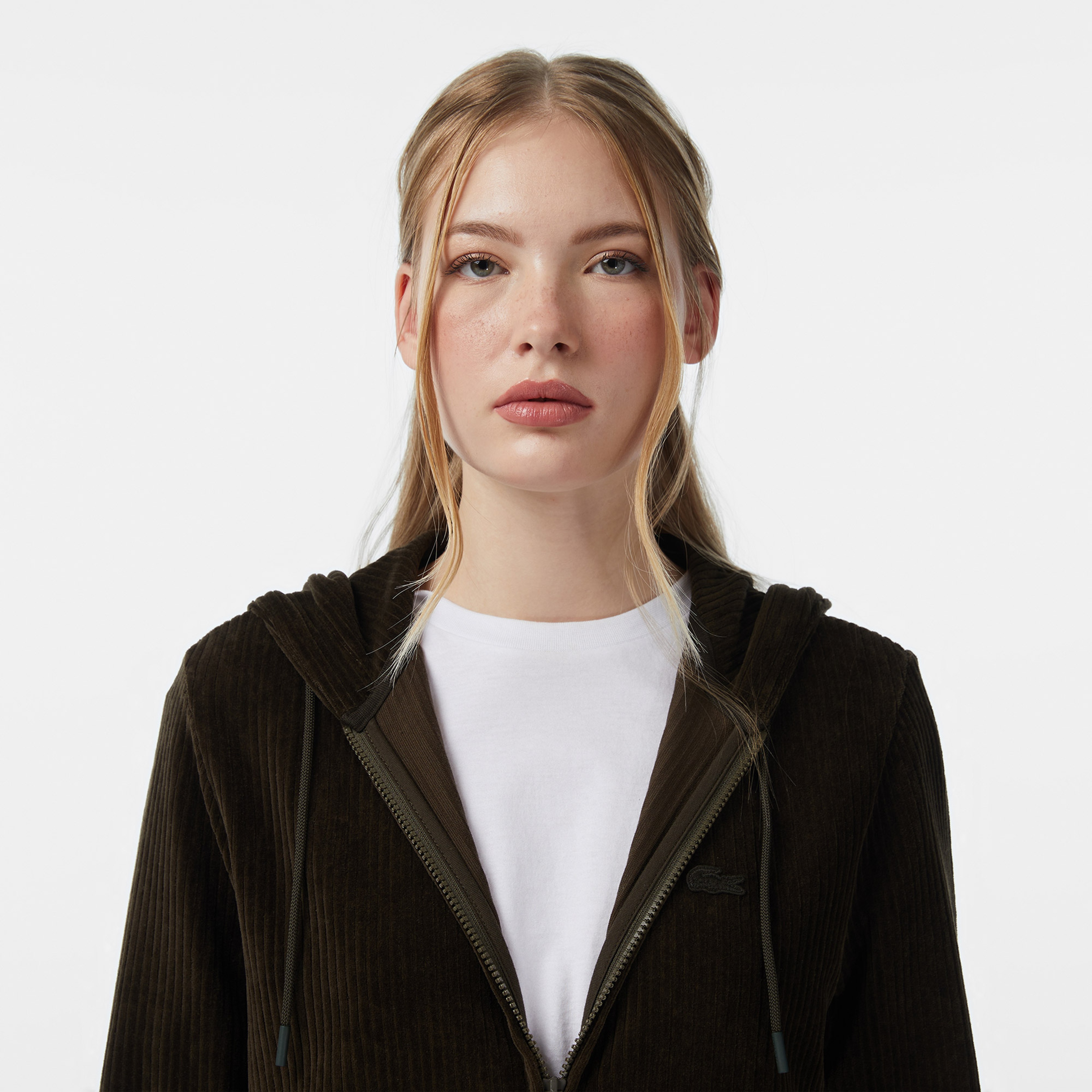 Kadın Regular Fit Kapüşonlu Haki Sweatshirt