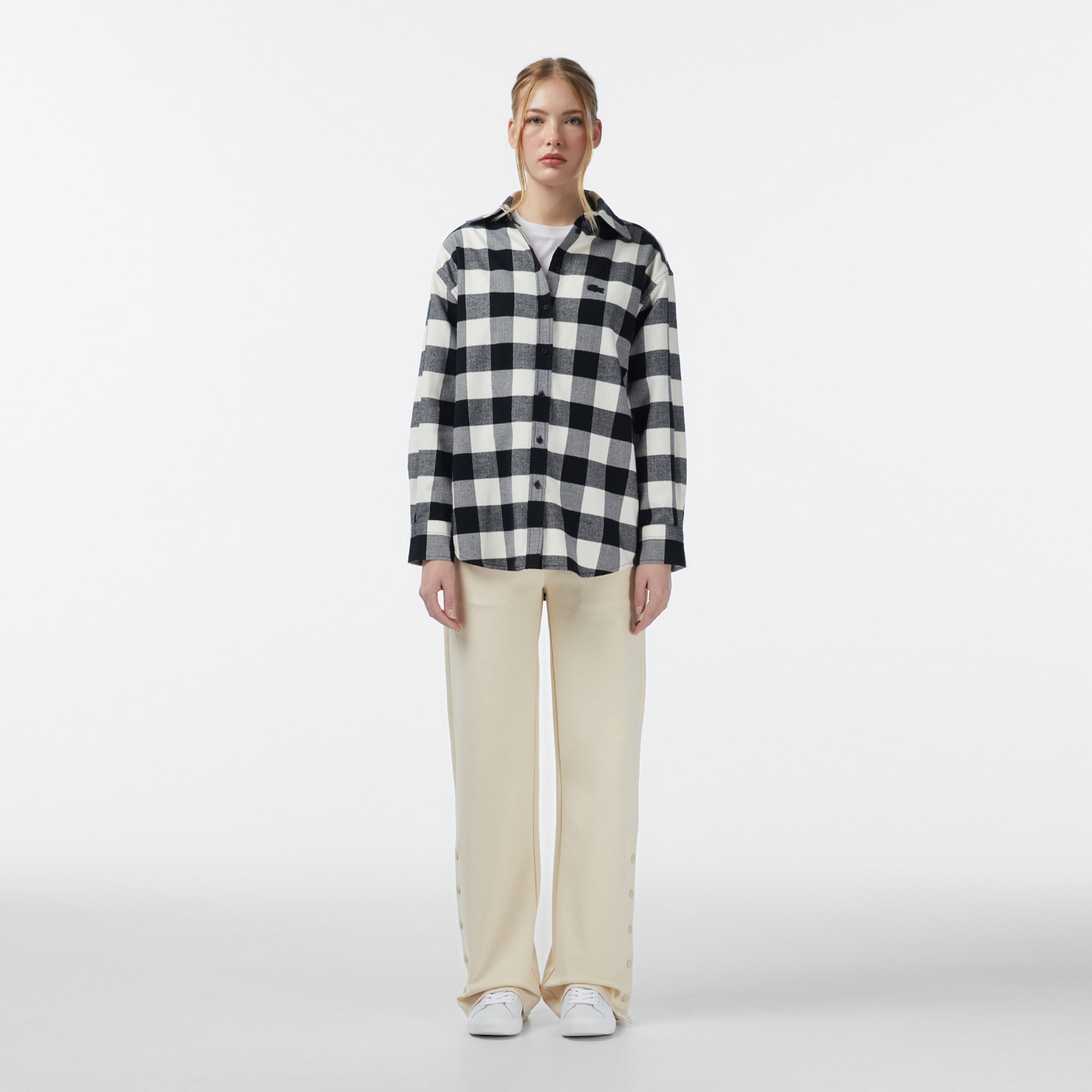 Kadın Kareli Siyah Gömlek