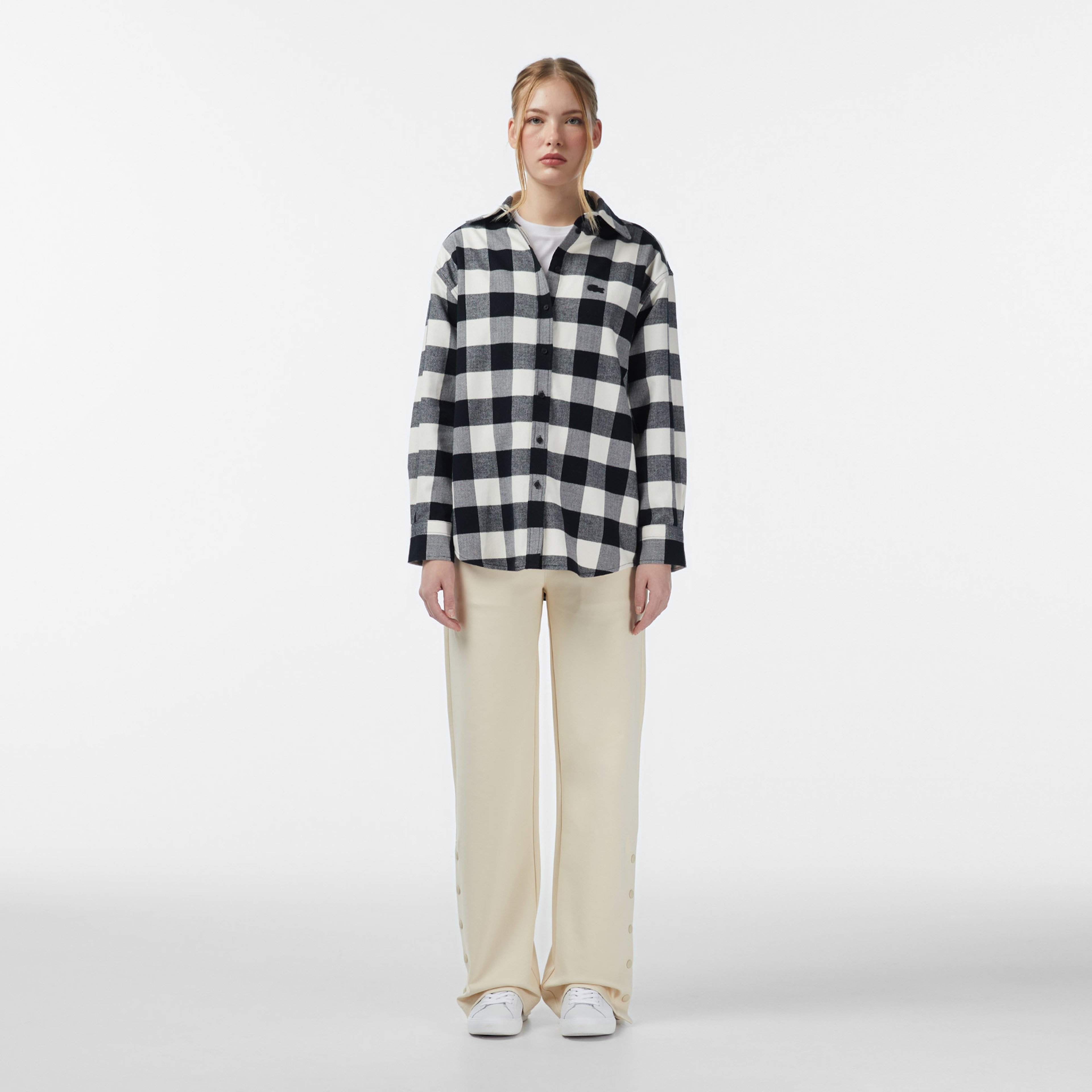 Kadın Kareli Siyah Gömlek