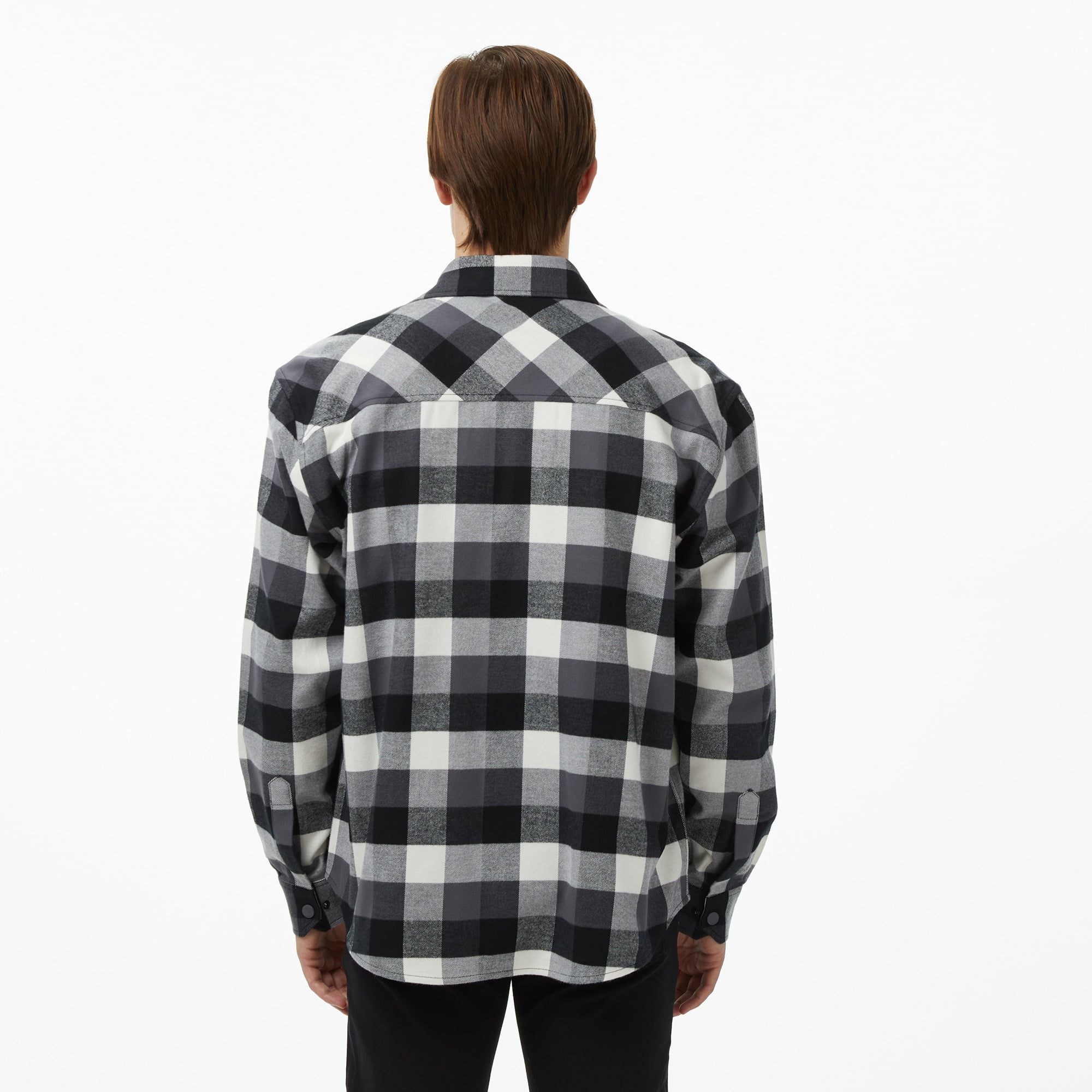 Erkek Relaxed Fit Kareli Siyah Gömlek