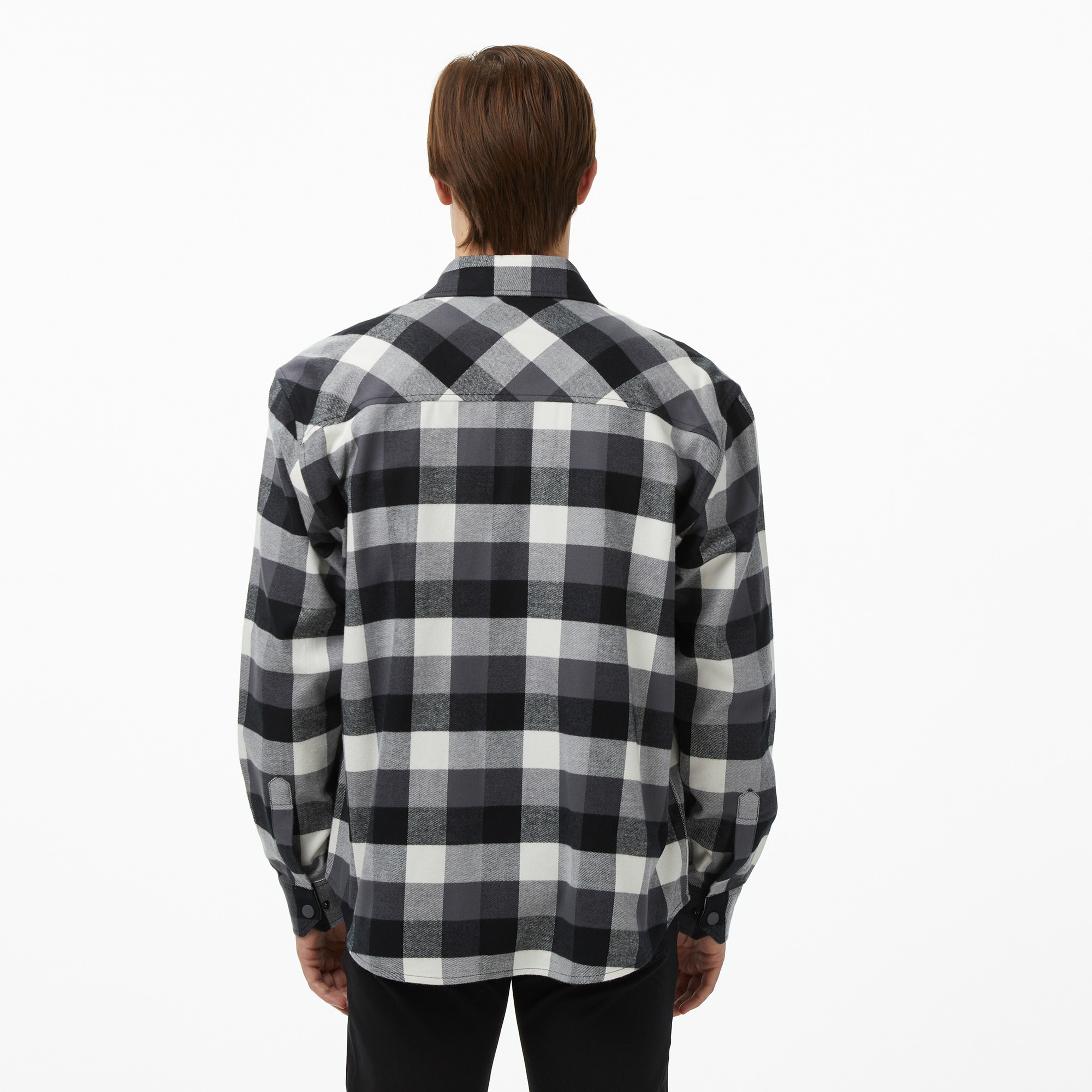 Erkek Relaxed Fit Kareli Siyah Gömlek