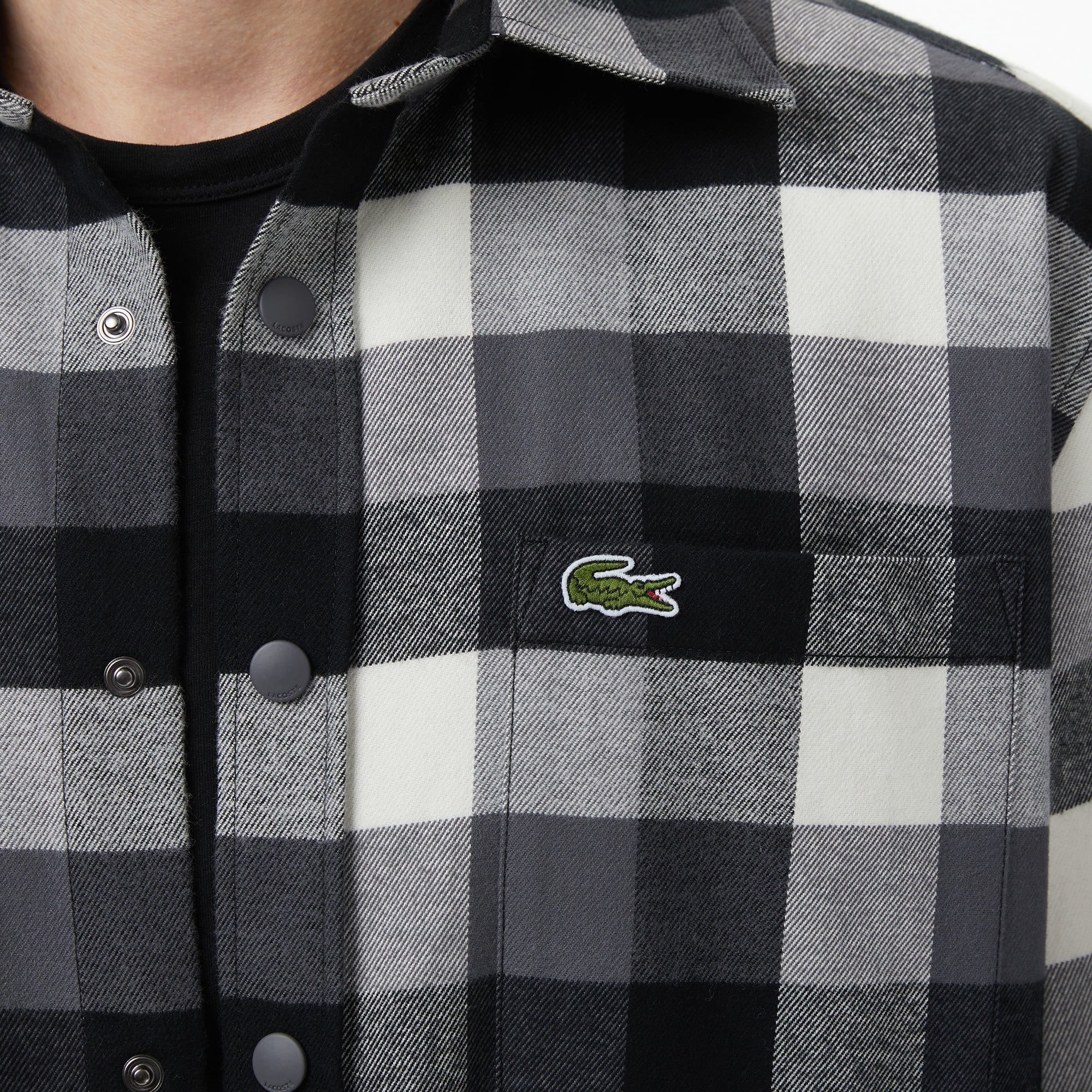 Erkek Relaxed Fit Kareli Siyah Gömlek