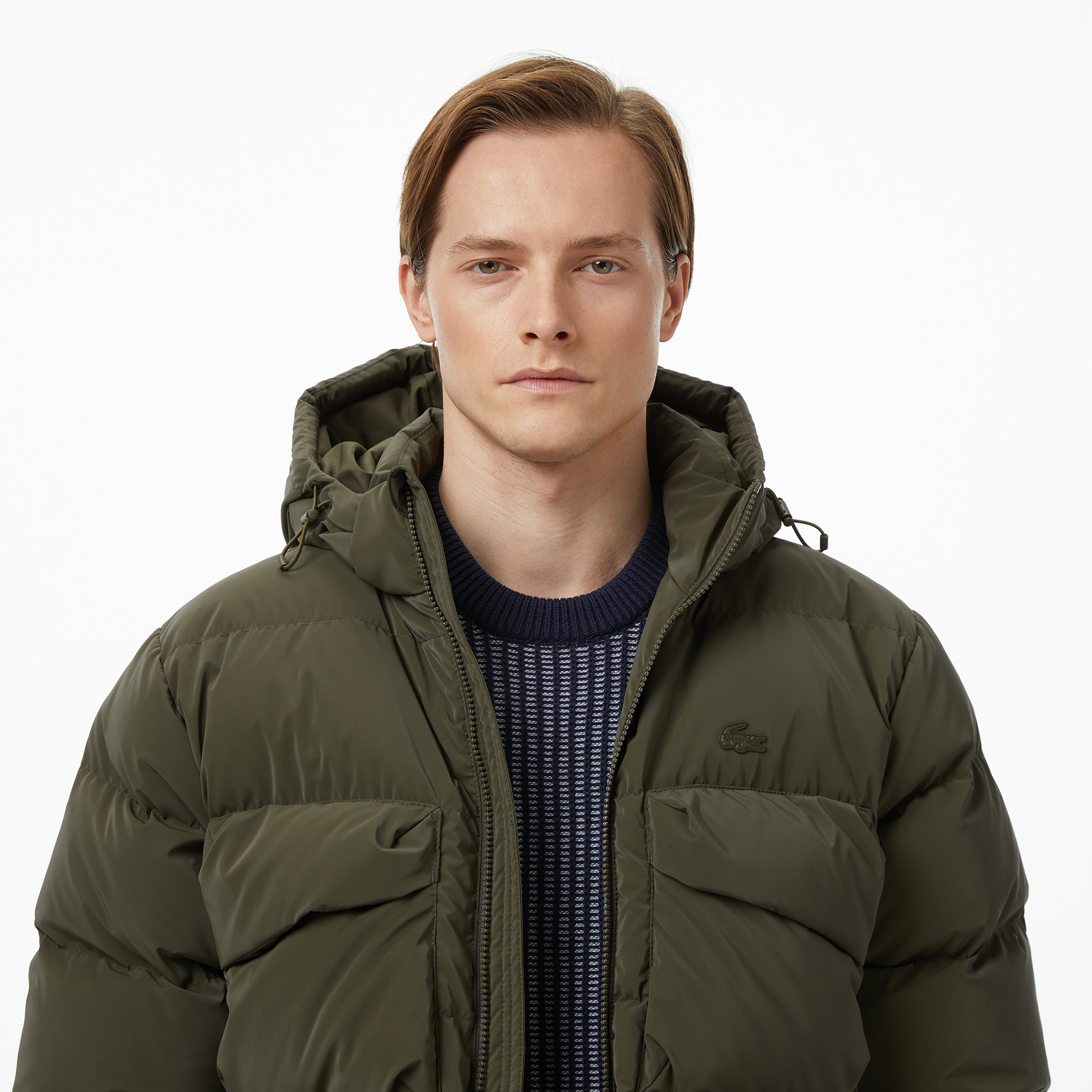 Erkek Kapüşonlu Haki Mont