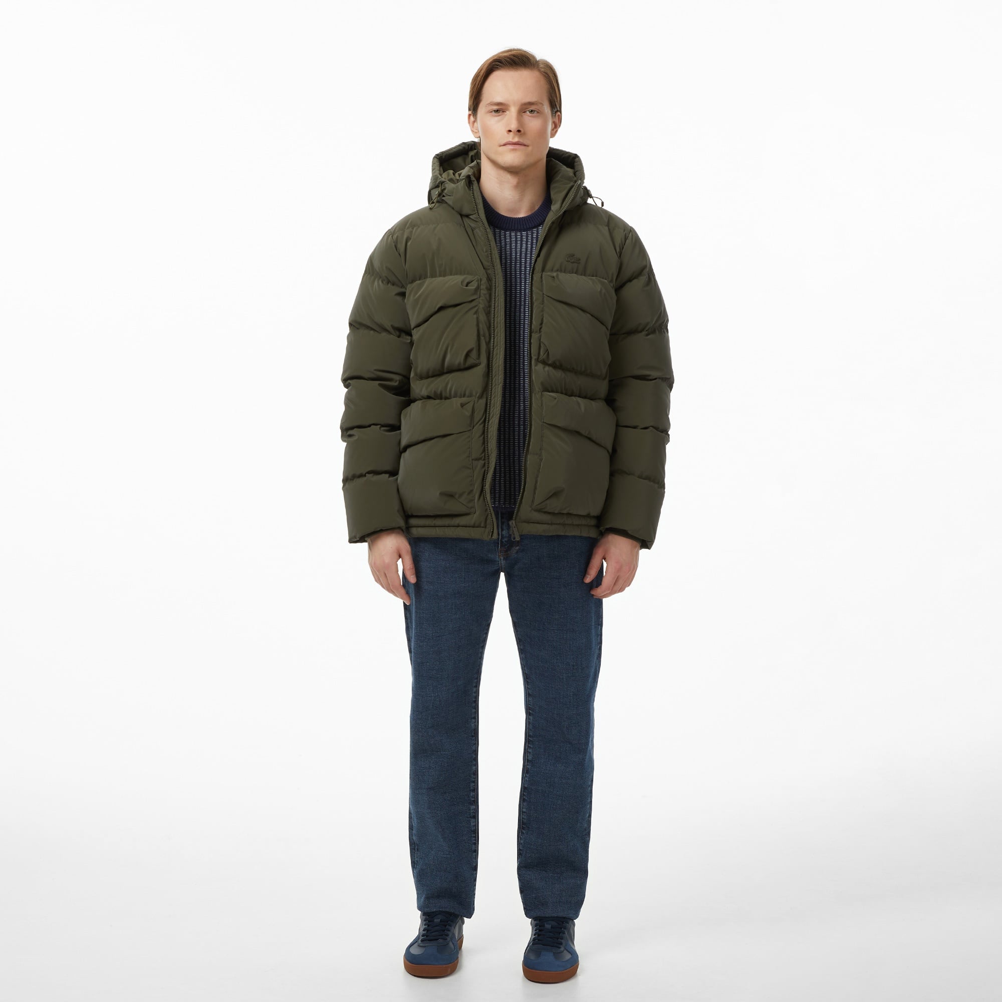 Erkek Kapüşonlu Haki Mont