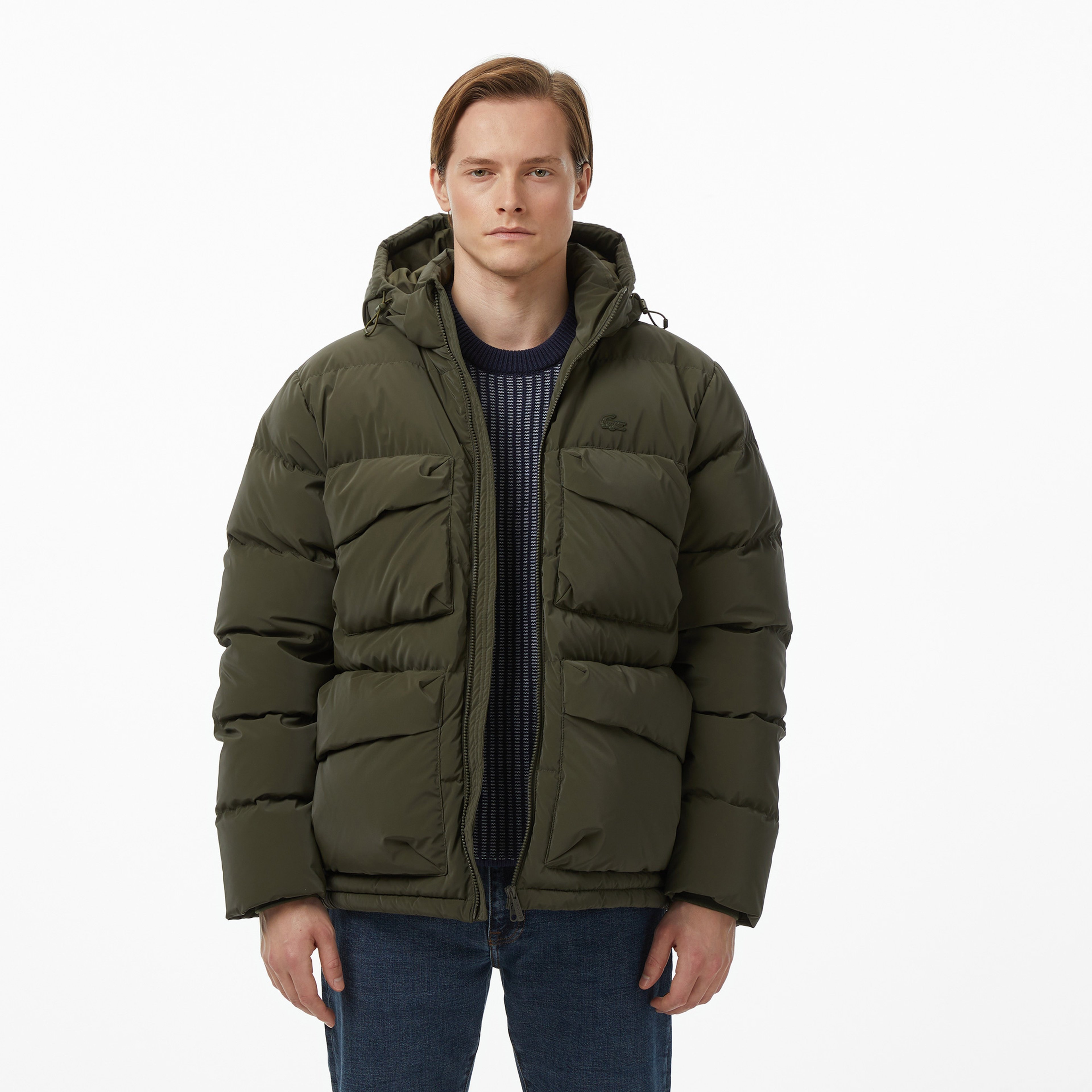 Erkek Kapüşonlu Haki Mont