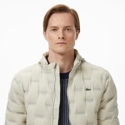 Erkek Kapüşonlu Kapitone Açık Gri Mont Gri